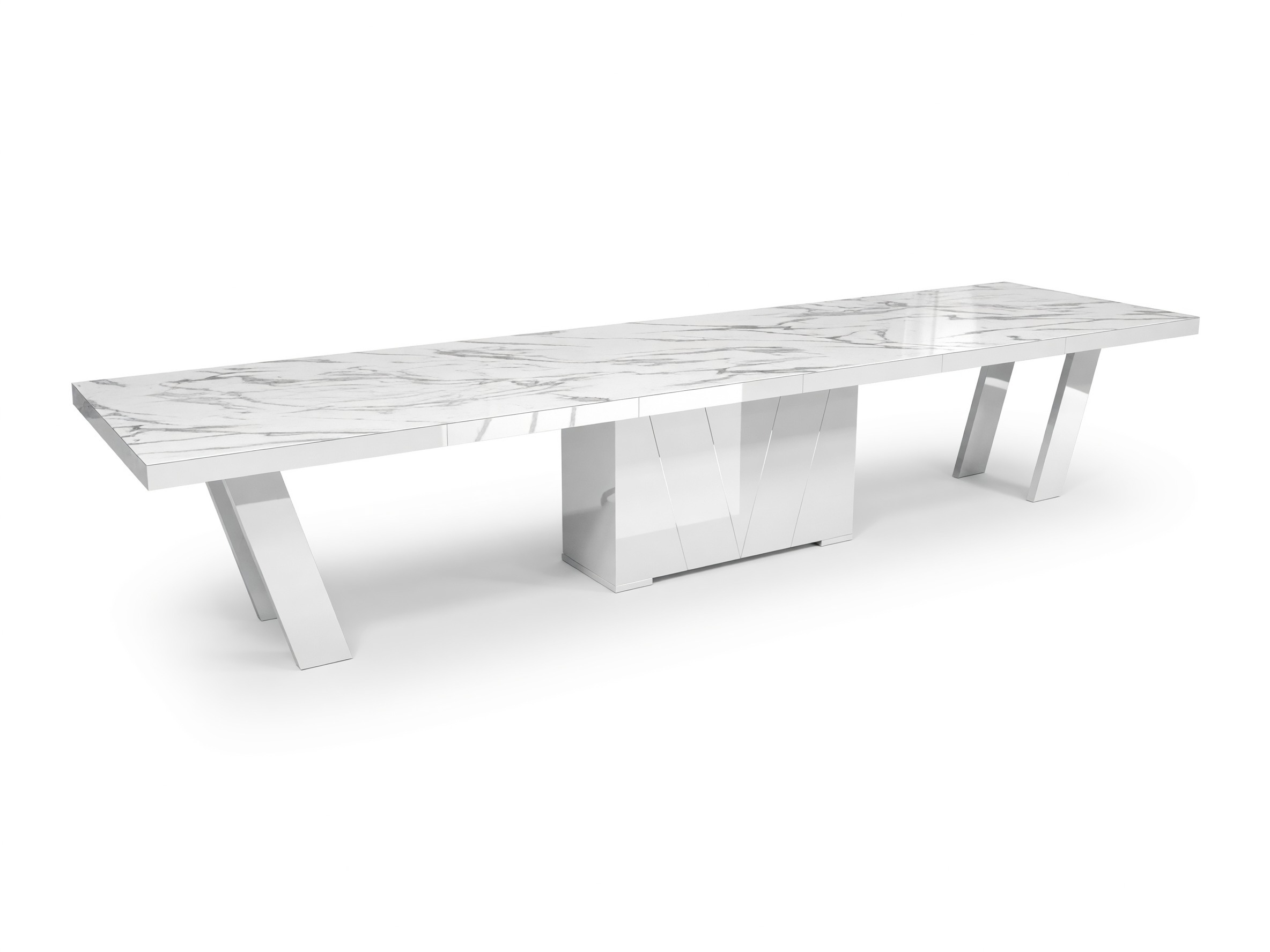 Table Hoboken 101 (White marble + Glossy white)