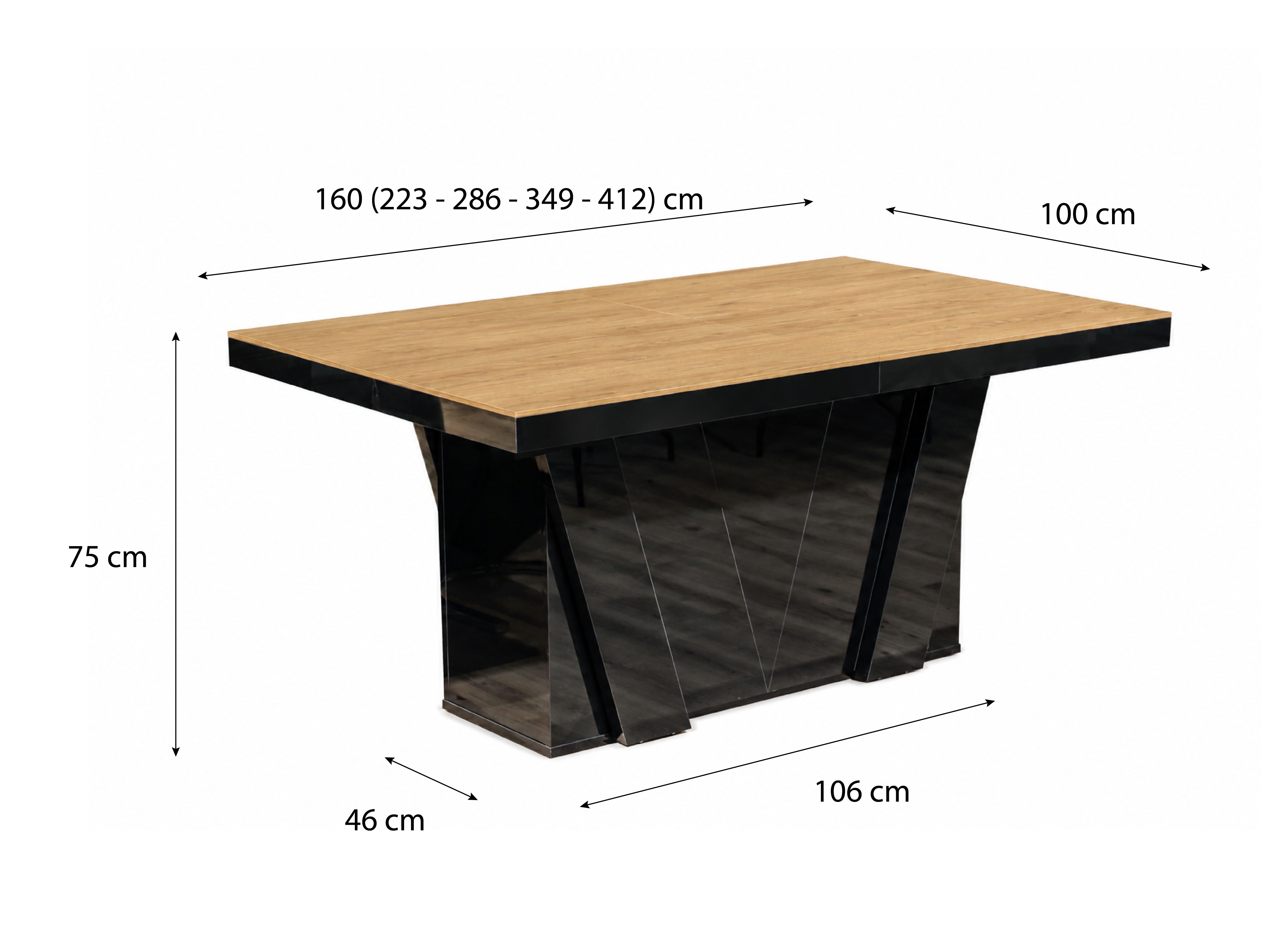 Table Hoboken 101 (Oak + Glossy black)