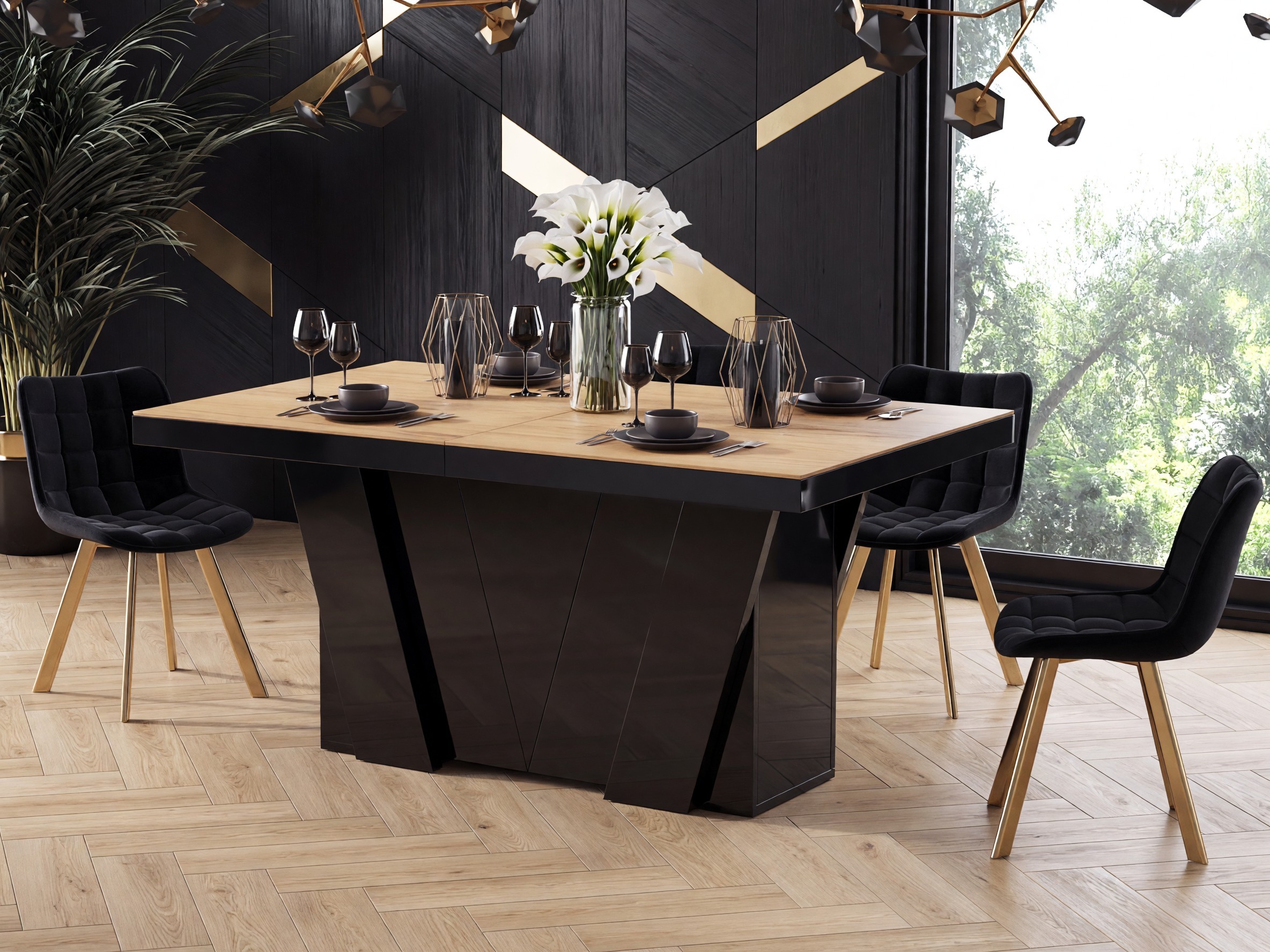 Table Hoboken 101 (Oak + Glossy black)