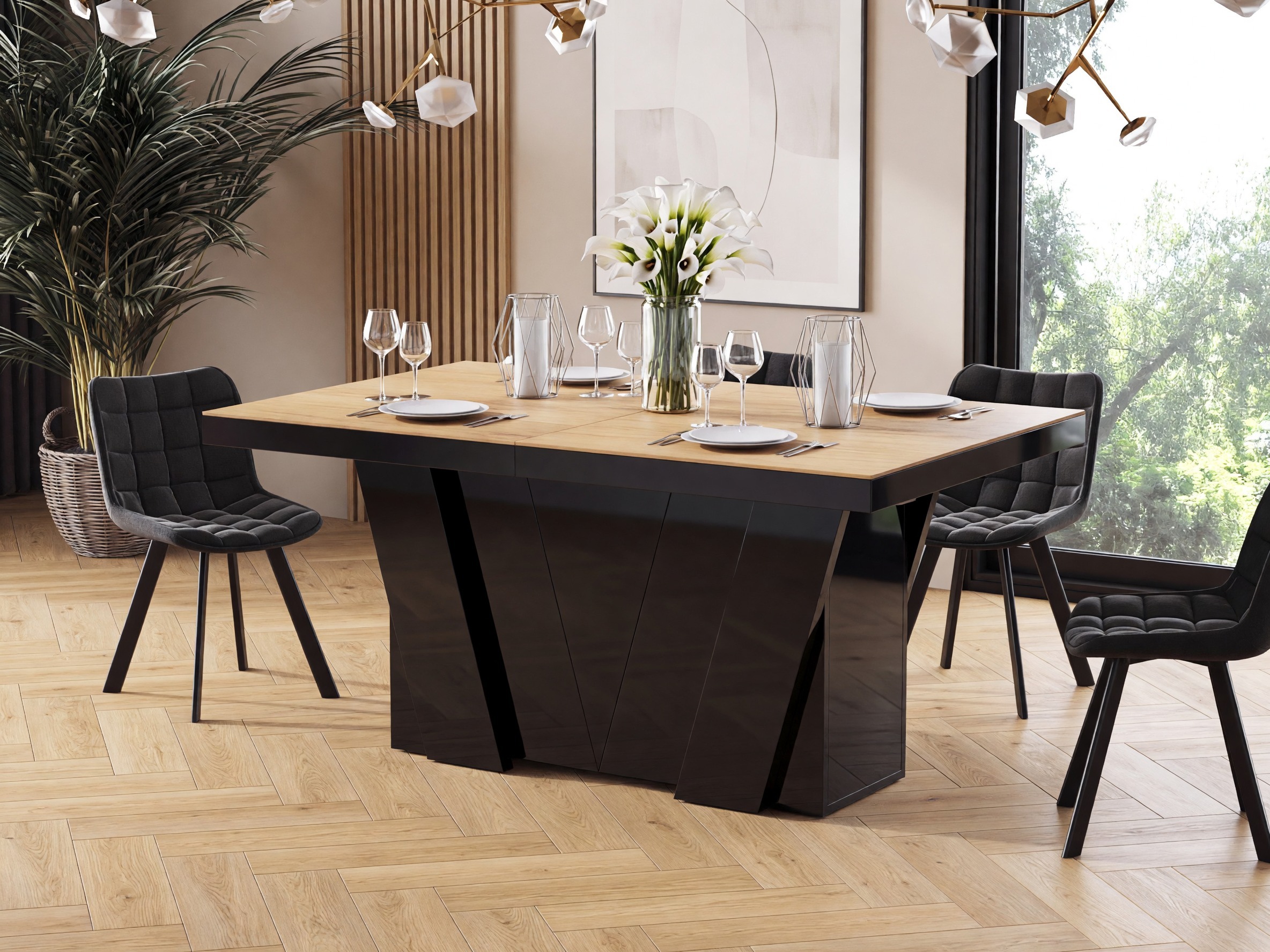 Table Hoboken 101 (Oak + Glossy black)