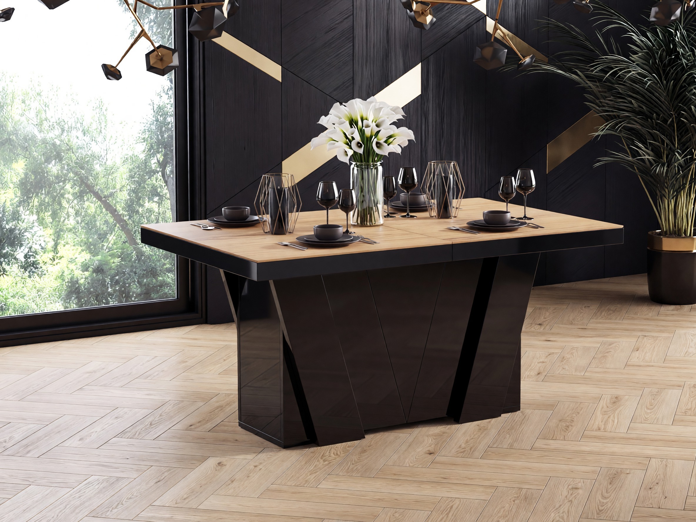 Table Hoboken 101 (Oak + Glossy black)