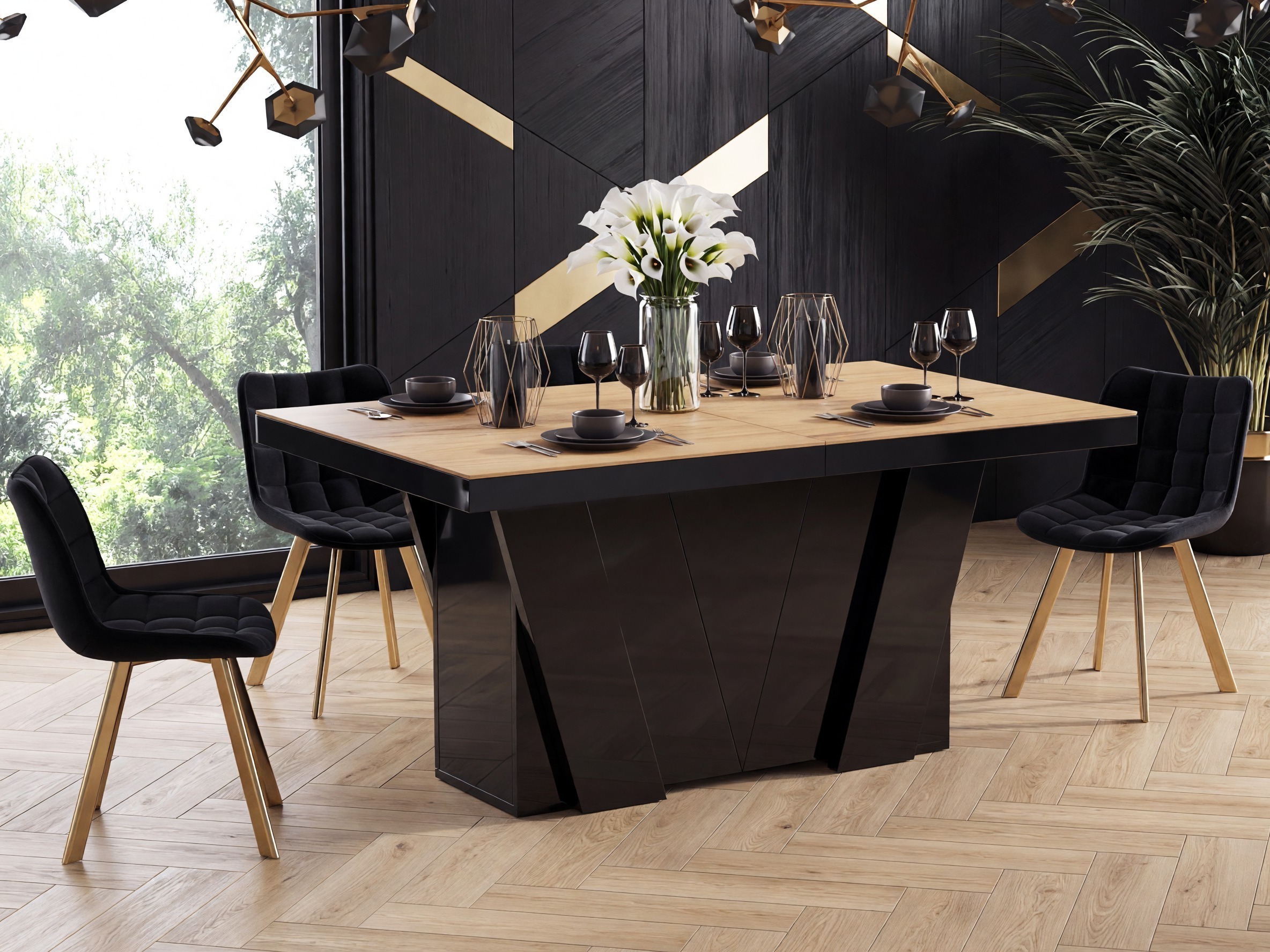 Table Hoboken 101 (Oak + Glossy black)