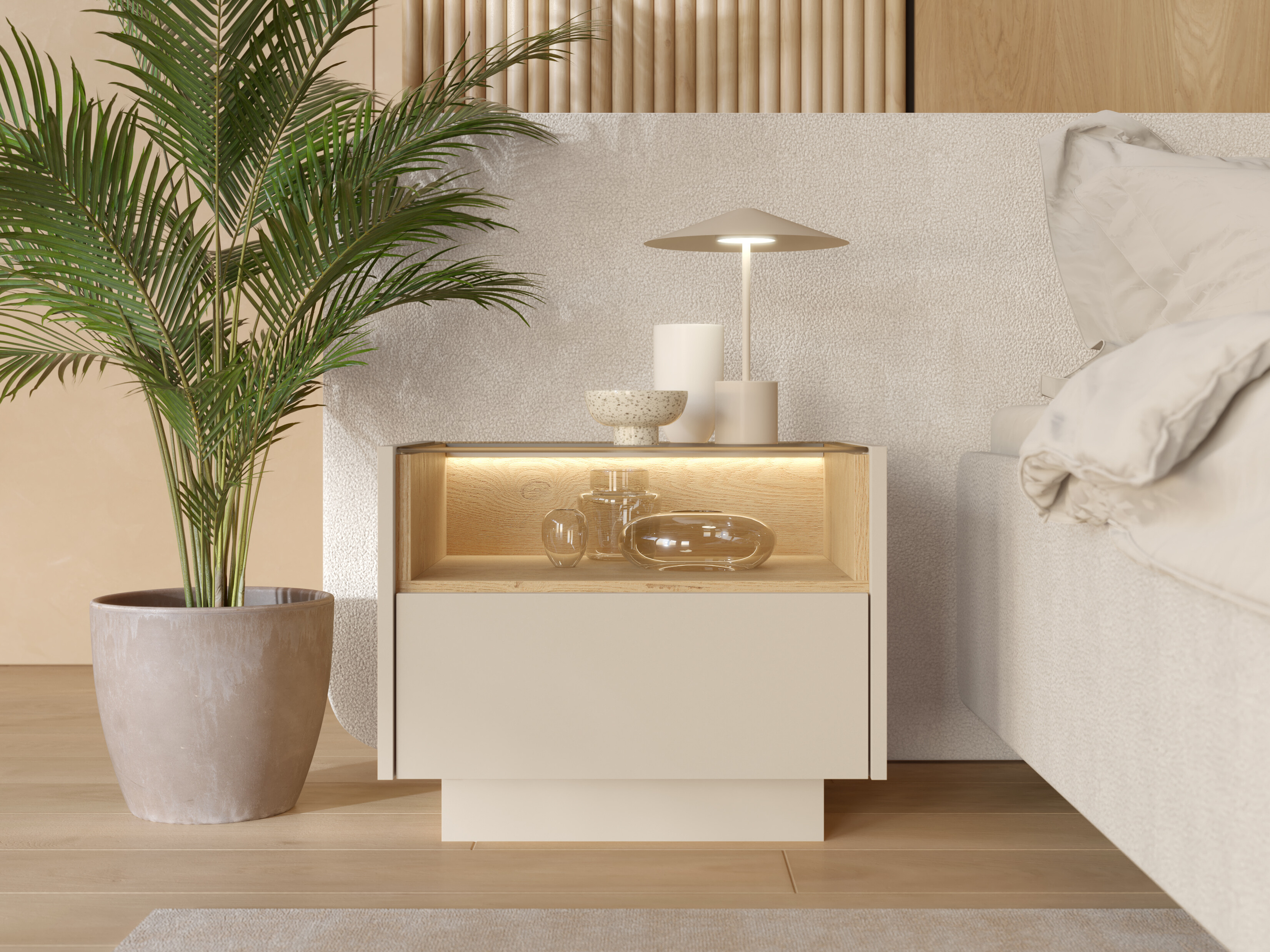 Bedside table Salmeli 104 (Beige)