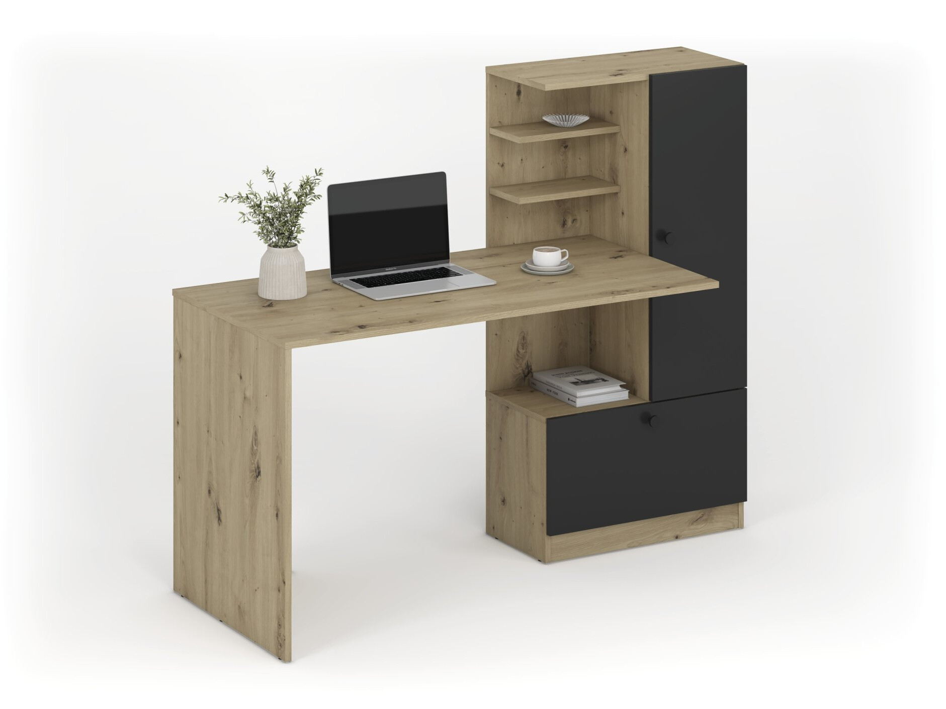 Desk Houston 2148 (Black + Artisan oak)