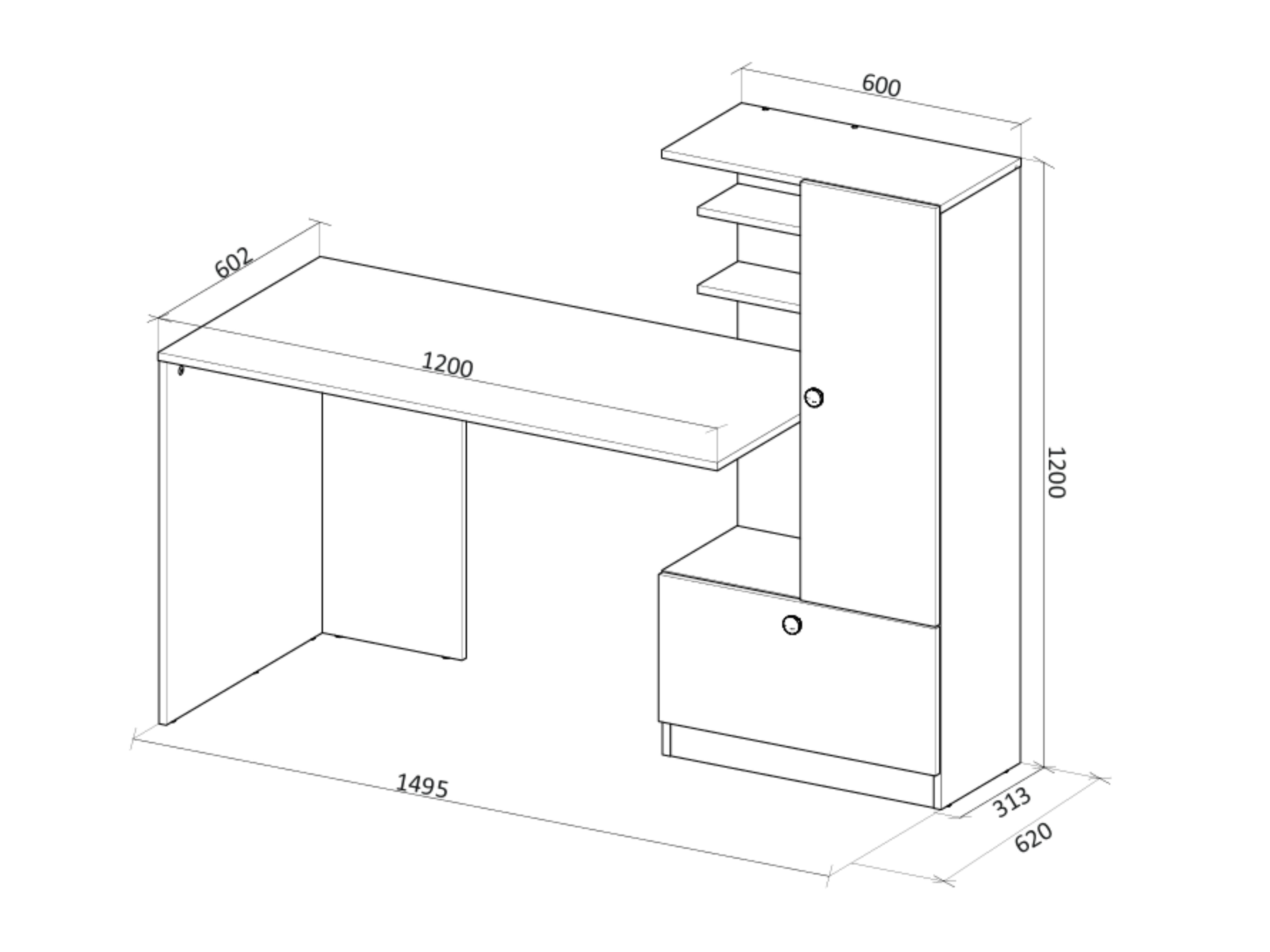Desk Houston 2148 (Black + Artisan oak)