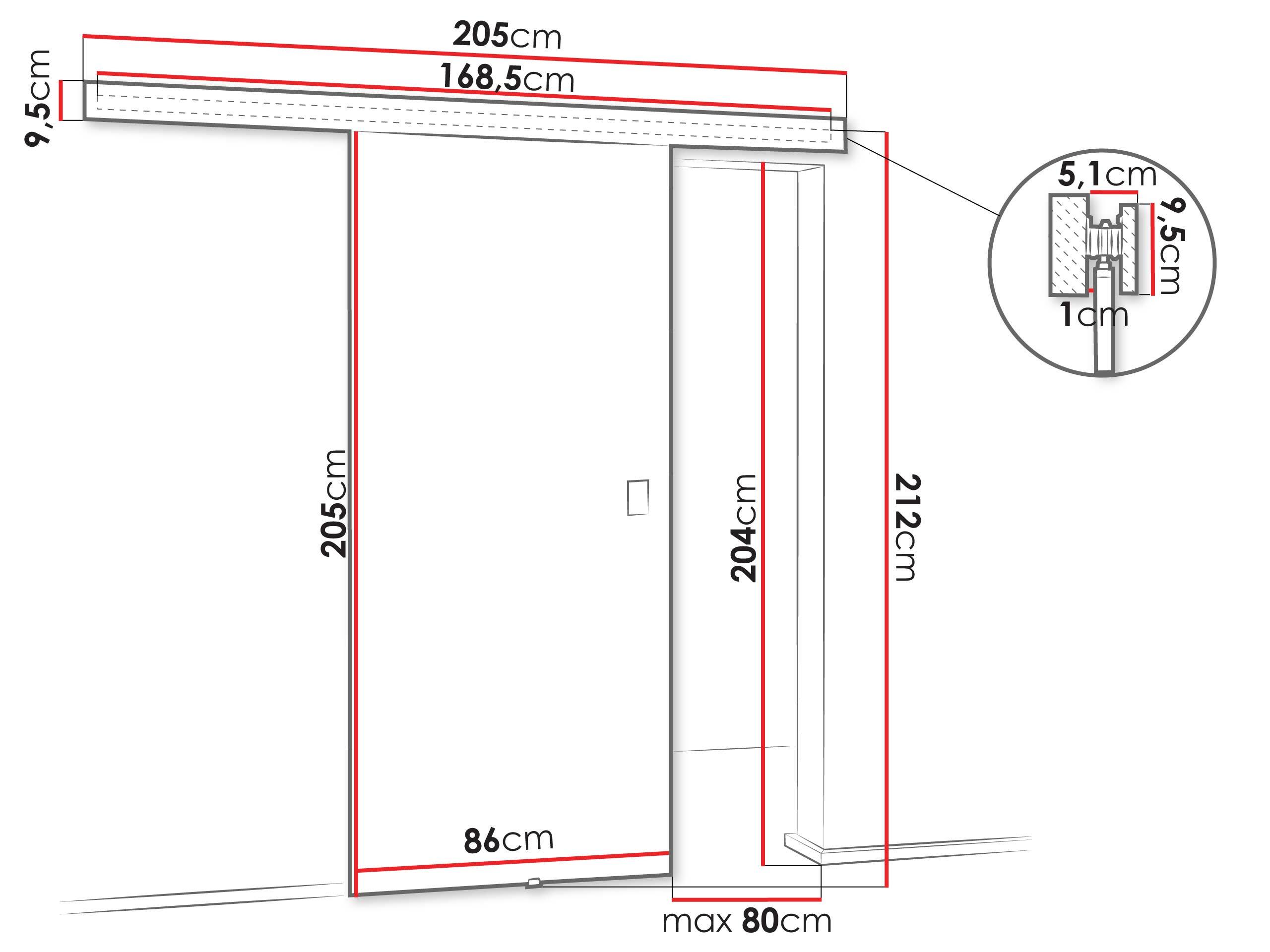 Sliding door Dover 168 (Dark ash)