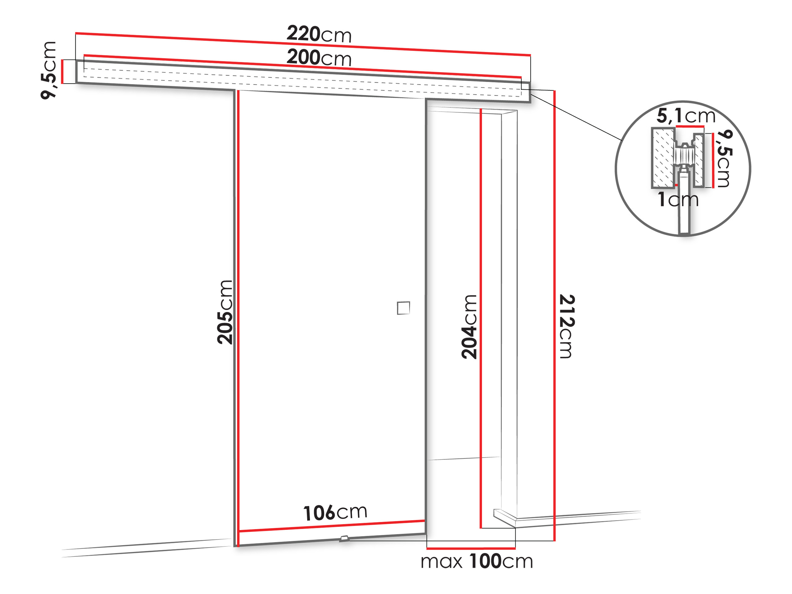 Sliding door Dover 170 (Craft oak)