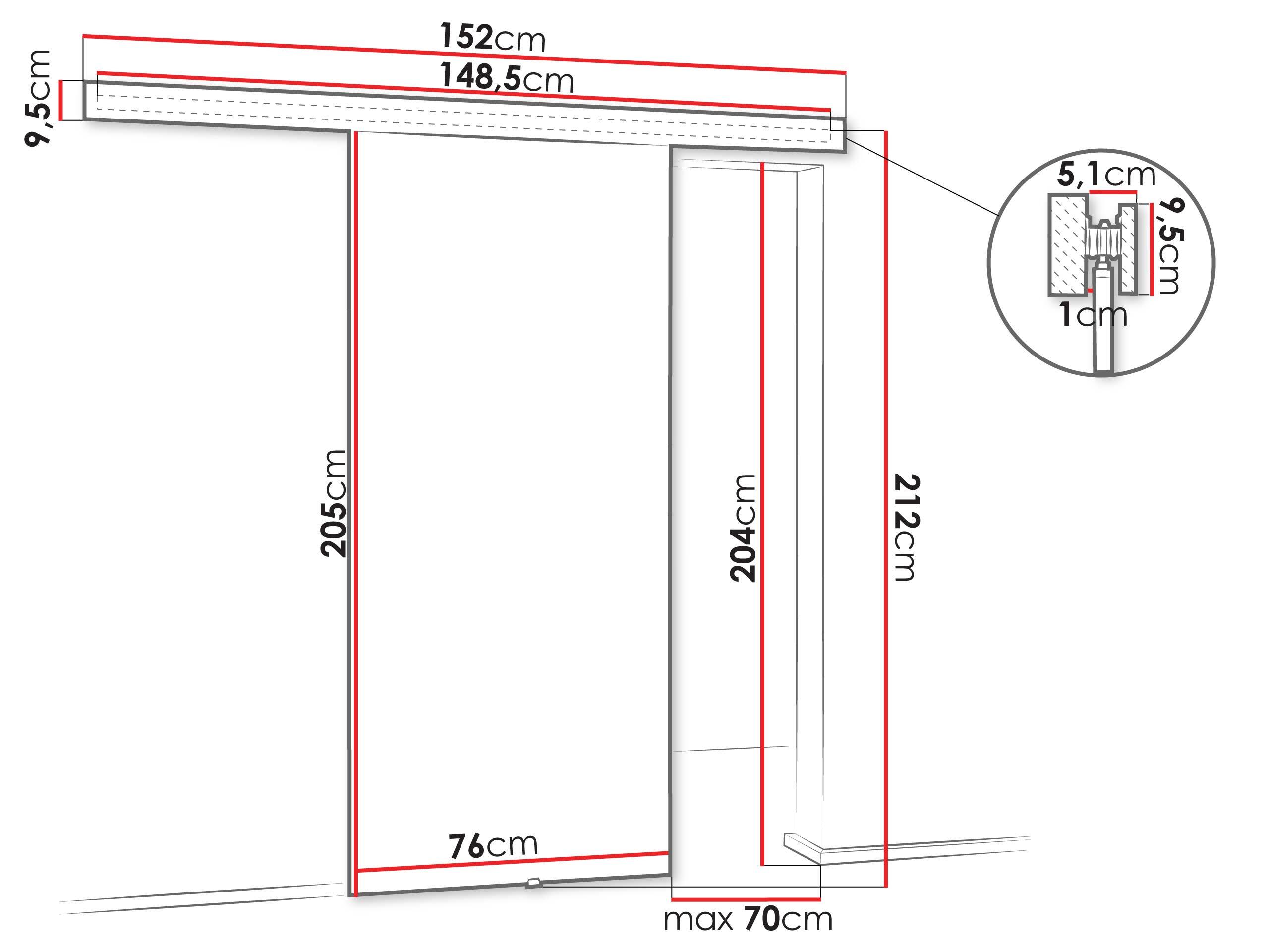 Sliding door Dover 201 (White + Black)