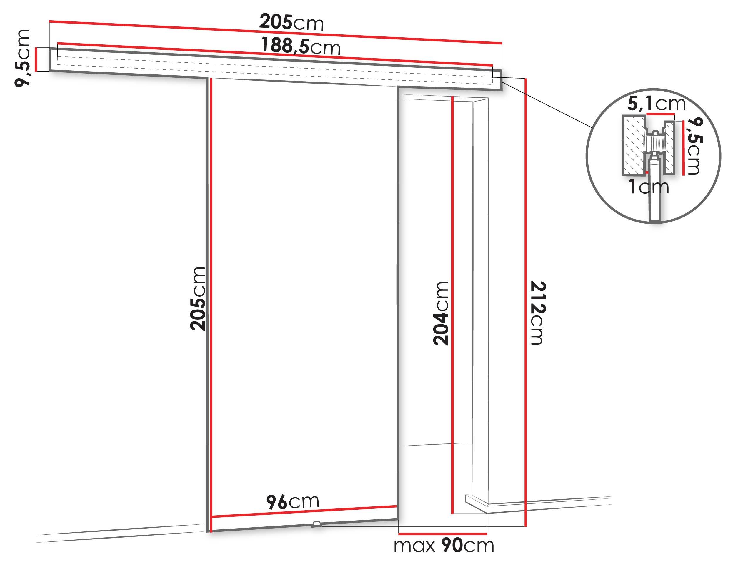 Sliding door Dover 203 (Craft golden oak + Black)