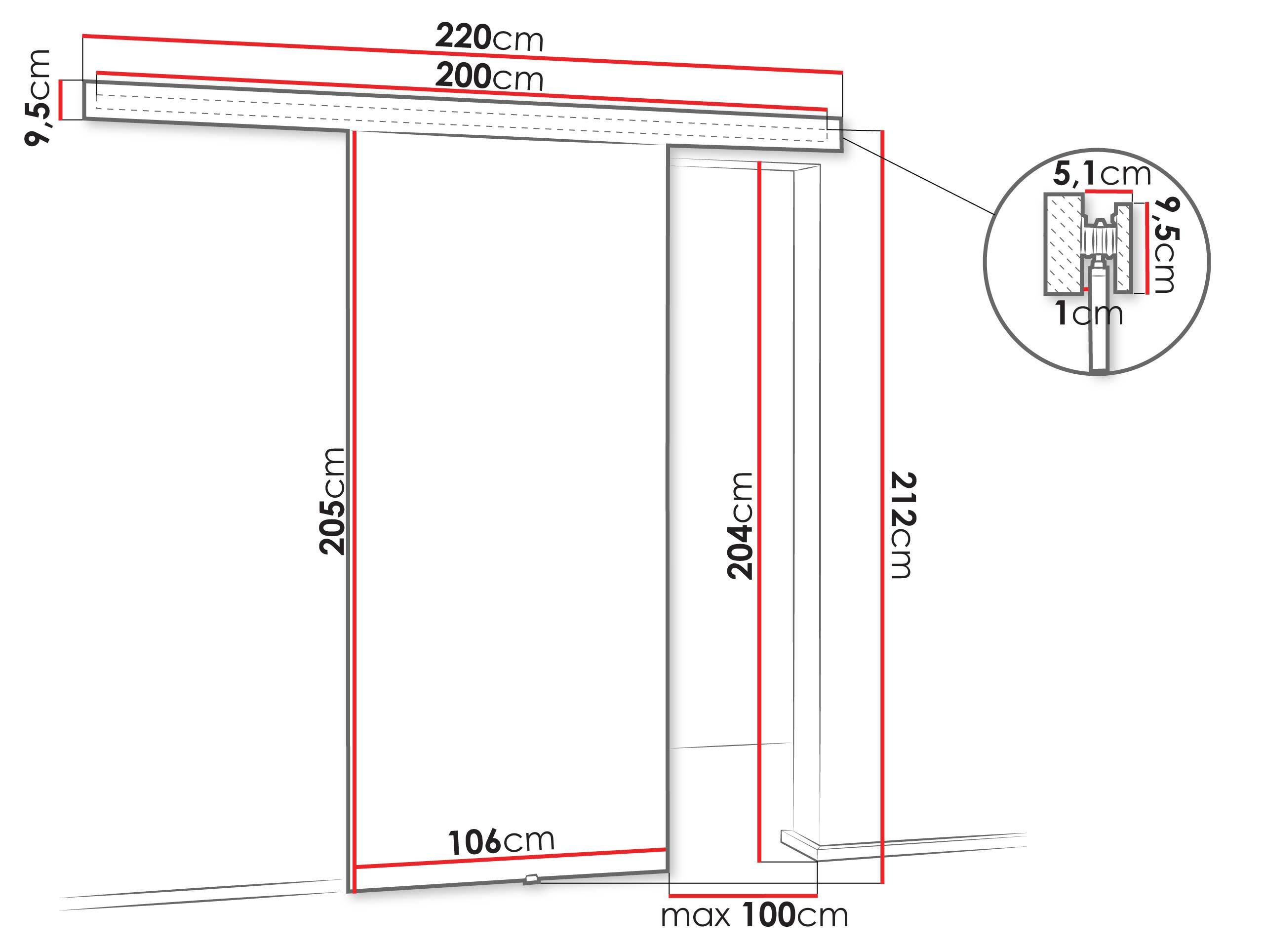 Sliding door Dover 204 (White + Black)