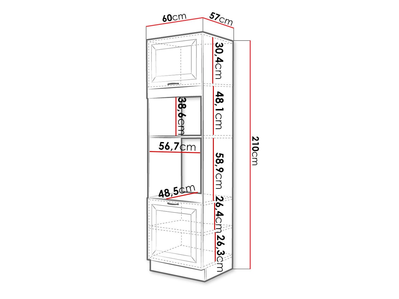 Modular cabinet for built-in appliances Retro Grey 116