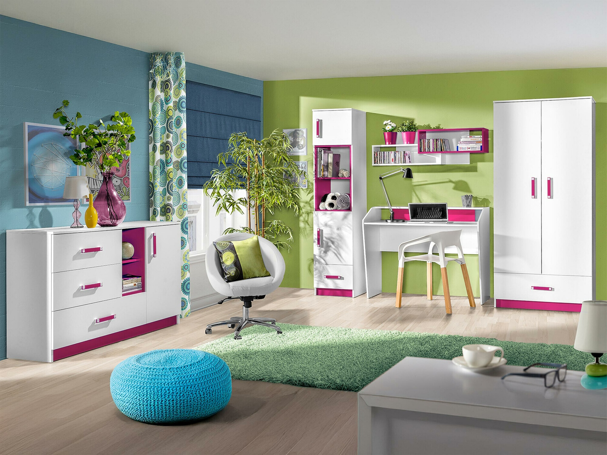 Bookcase Sorviru 104 (White + Pink)
