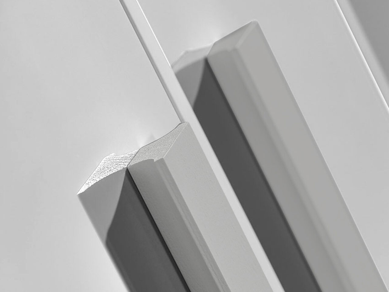 Corner wardrobe Merevari 103 (White + Glossy white + Grey)