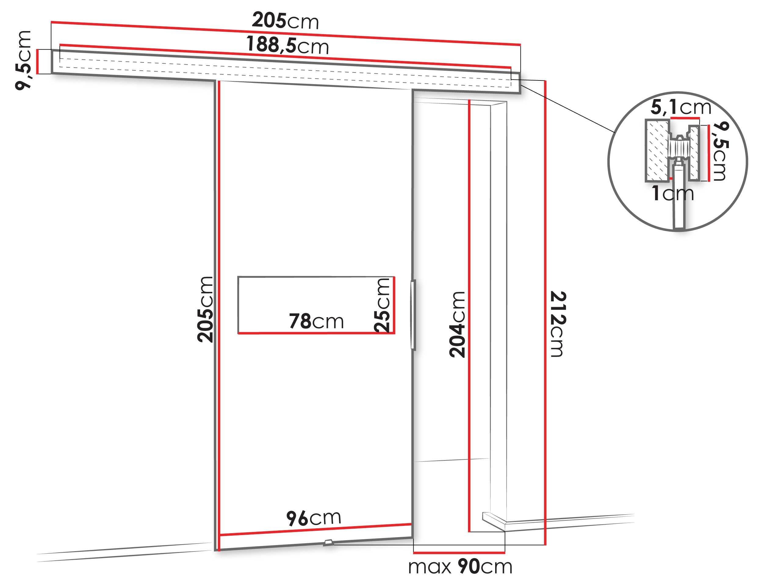Sliding door Dover 134 (Sonoma oak + Black)