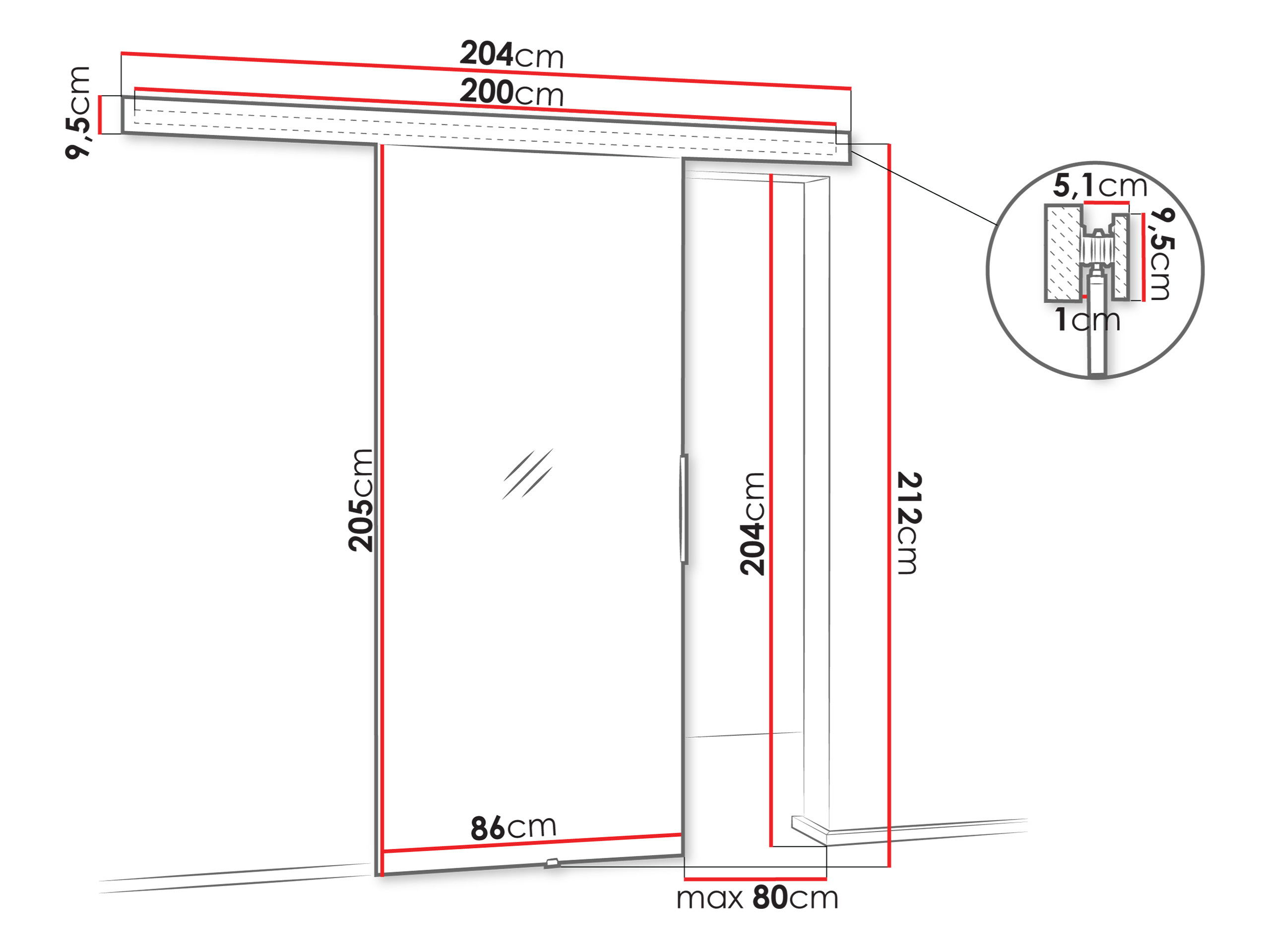 Sliding door Dover 180