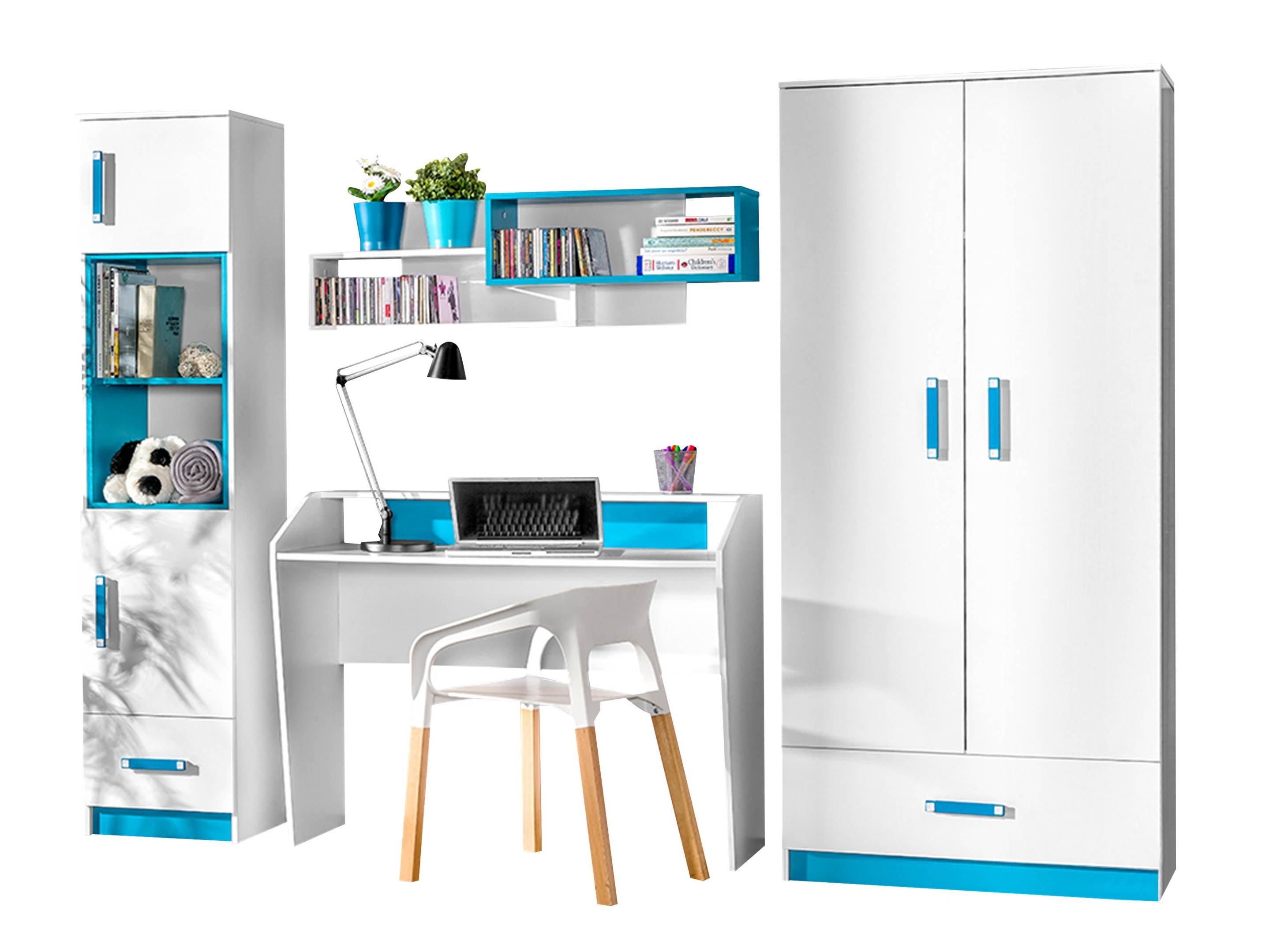 Children's room set Sorviru 106 (White + Turquoise)