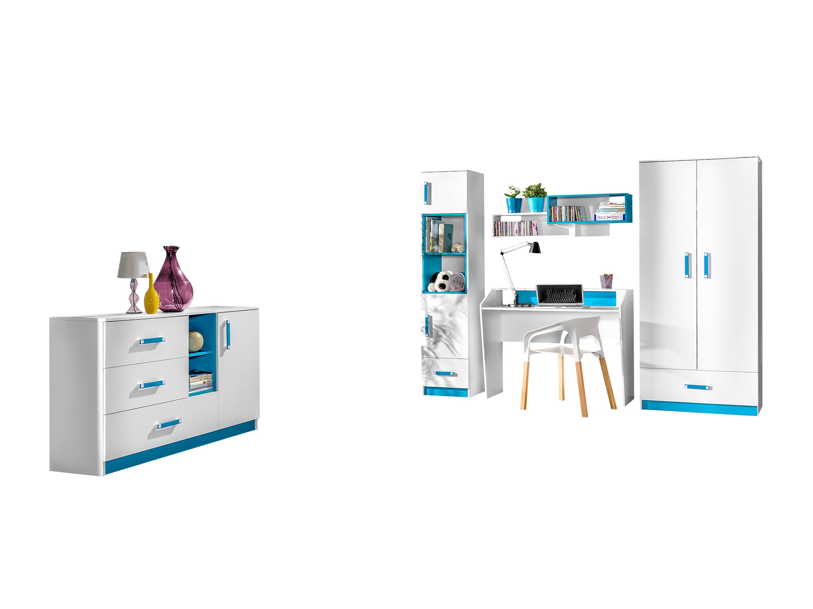 Children's room set Sorviru 107 (White + Turquoise)