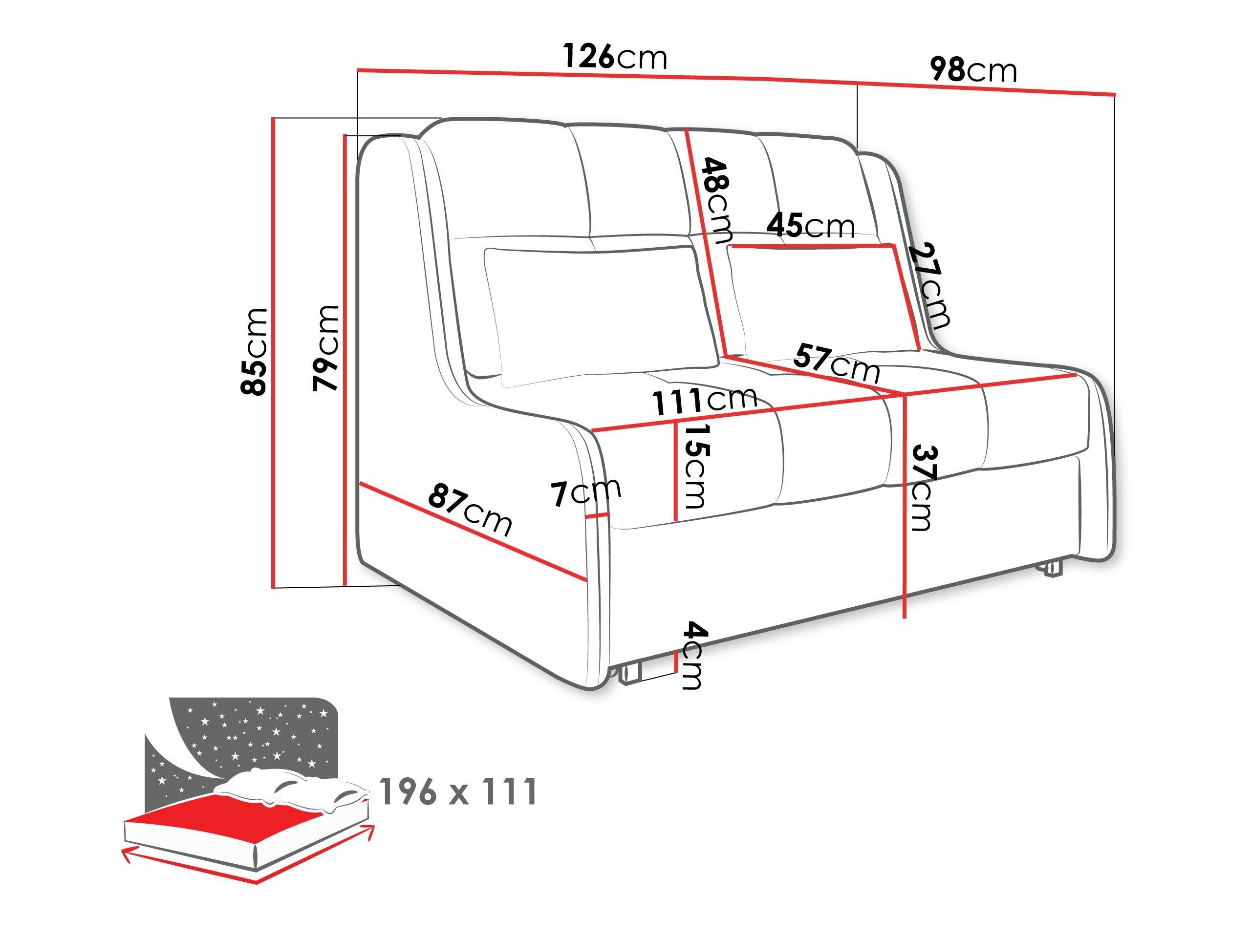 Sofa bed Columbus 255 (Sereno 681)