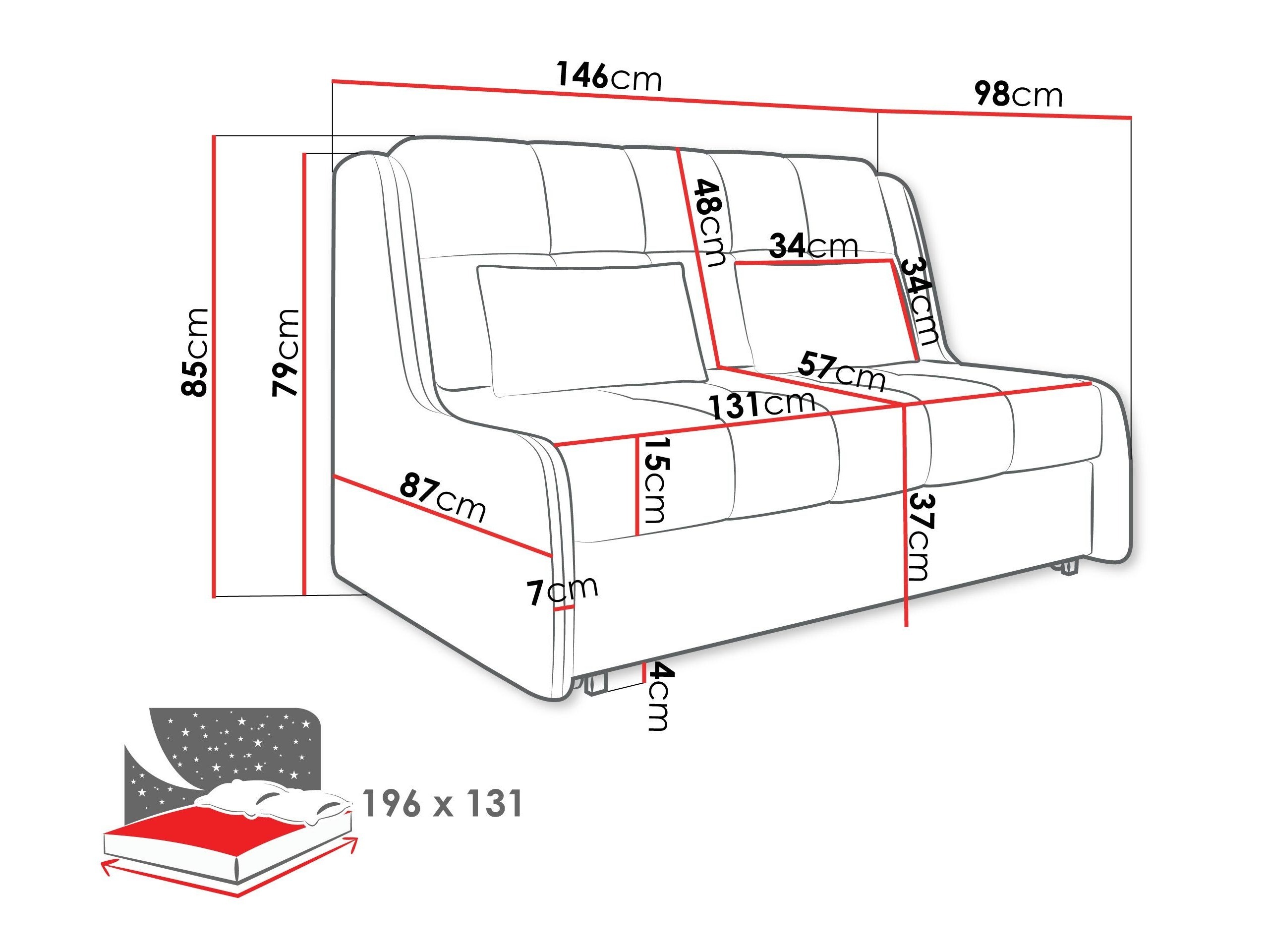 Sofa bed Columbus 256 (Sereno 686)