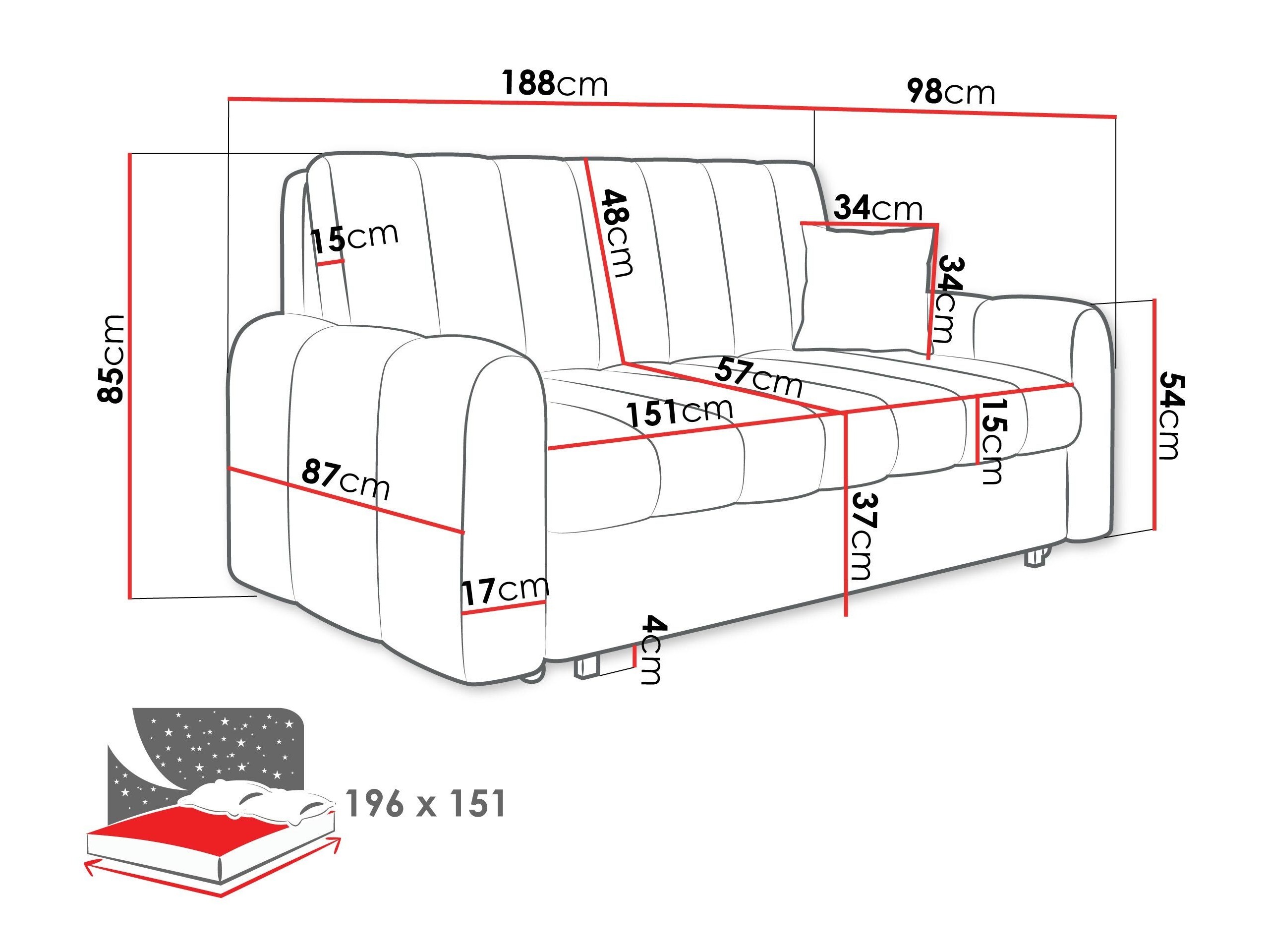 Sofa bed Columbus 265 (Lumo 65)