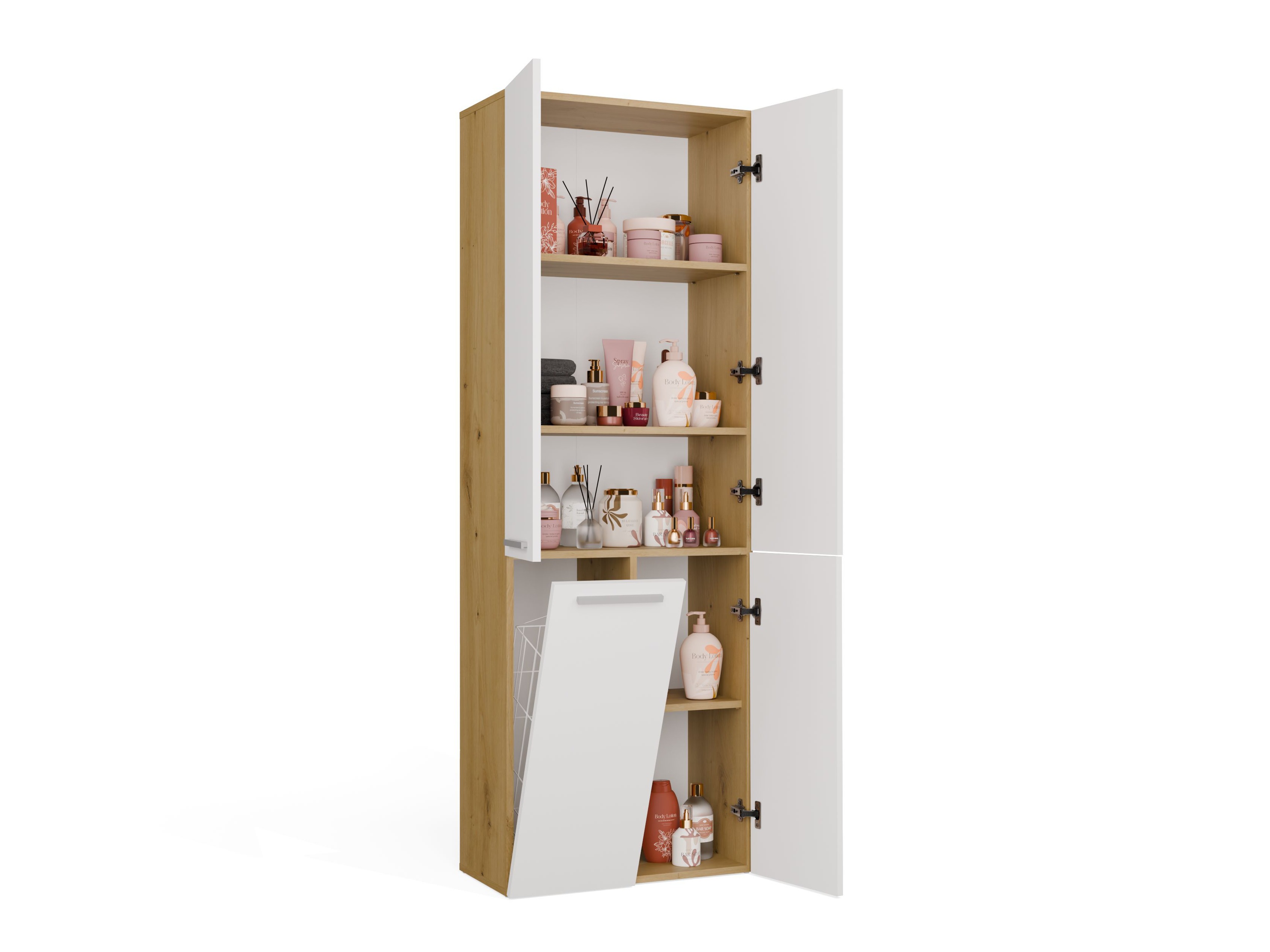 Standing bathroom cabinet Nolmaru 100 (Artisan oak + White)