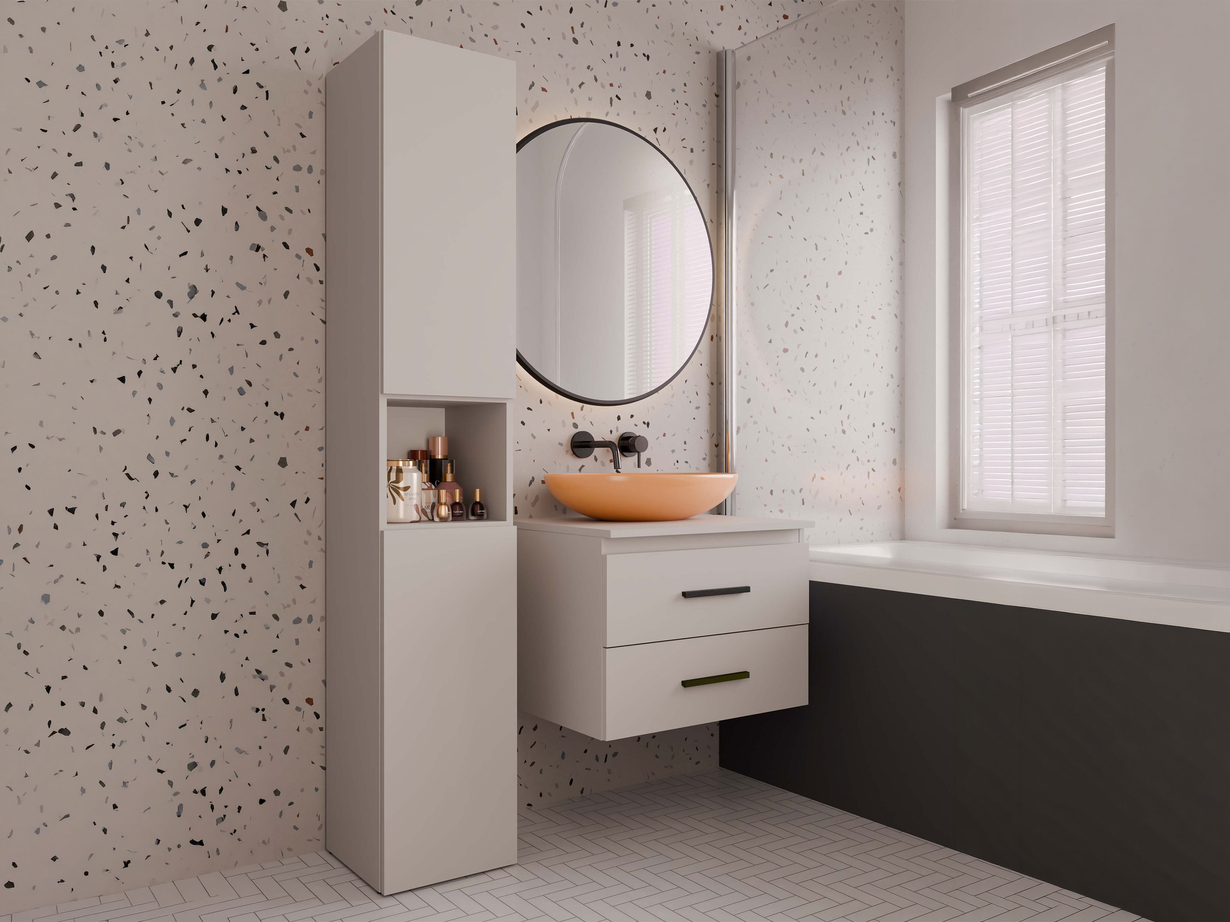 Wall-mounted bathroom cabinet for washbasin Nolmaru 112 (Cashmere)