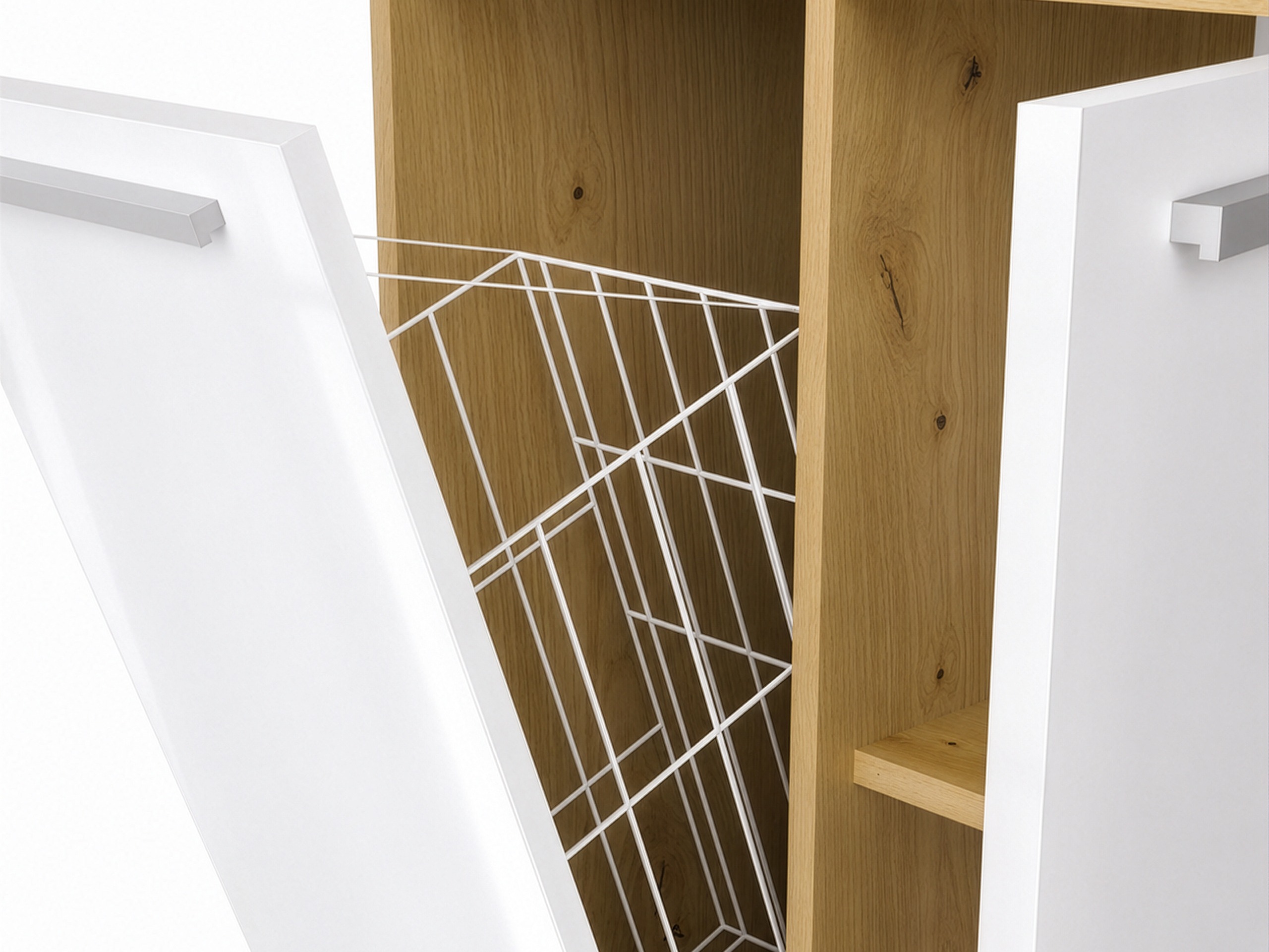 Standing bathroom cabinet Nolmaru 101 (Artisan oak + Glossy white)
