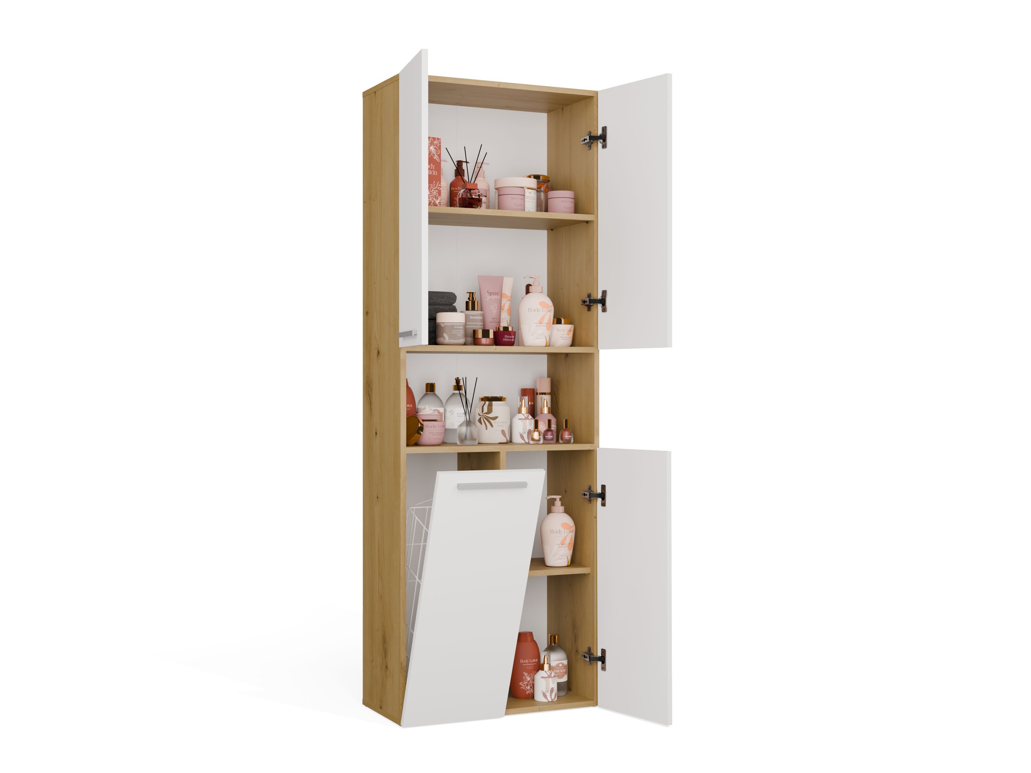 Standing bathroom cabinet Nolmaru 101 (Artisan oak + White)