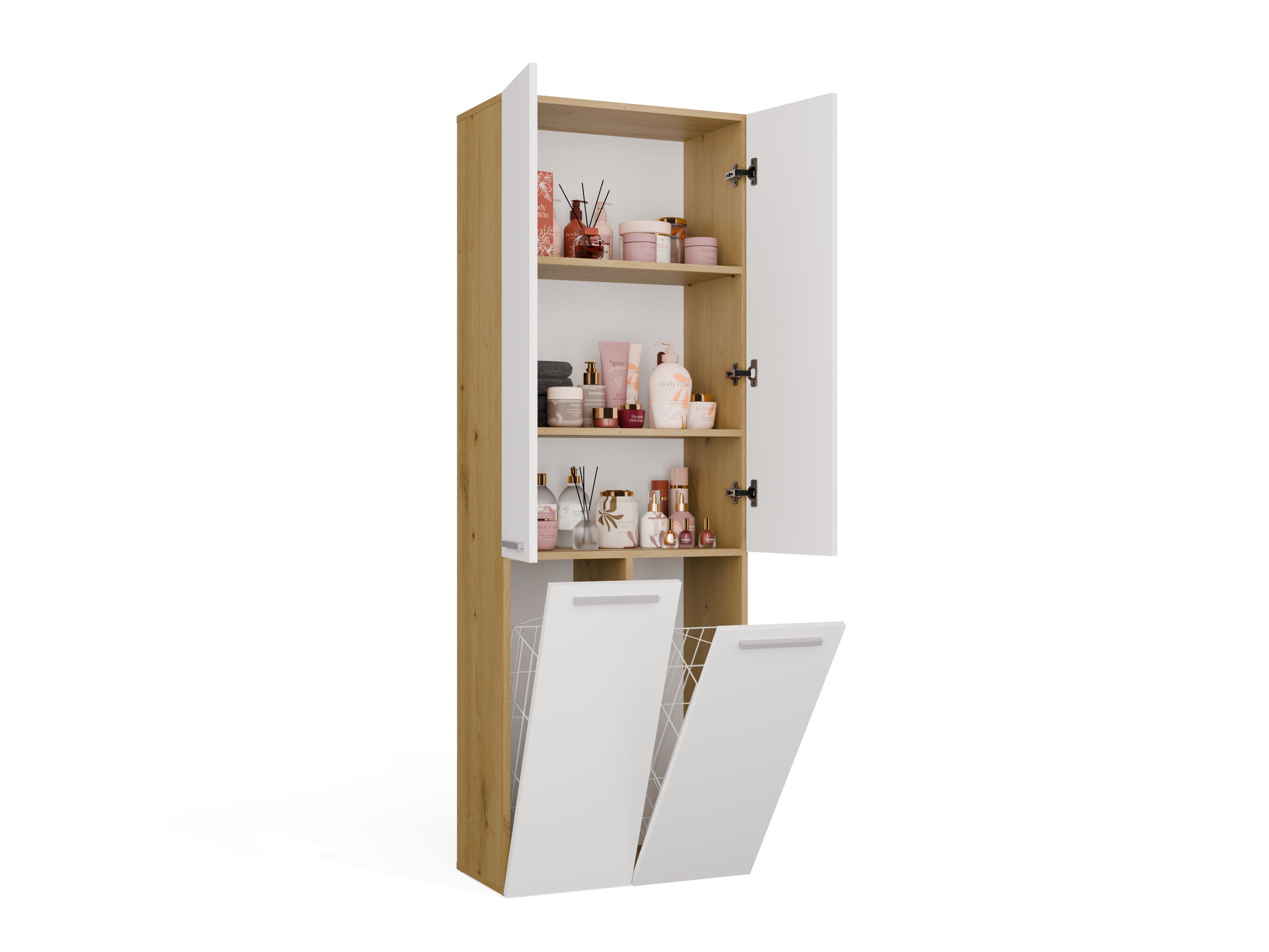 Standing bathroom cabinet Nolmaru 102 (Artisan oak + White)