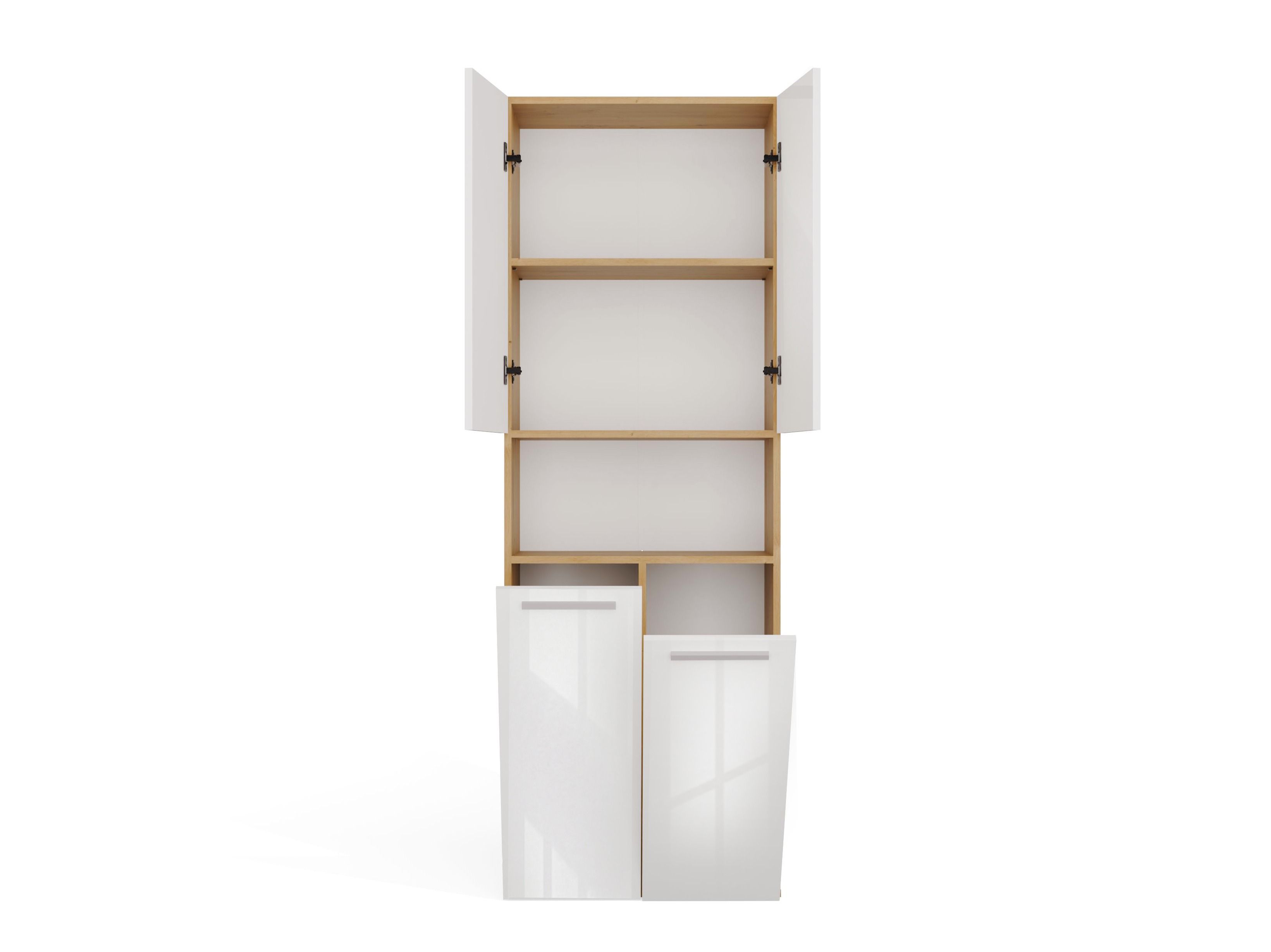 Standing bathroom cabinet Nolmaru 103 (Artisan oak + Glossy white)