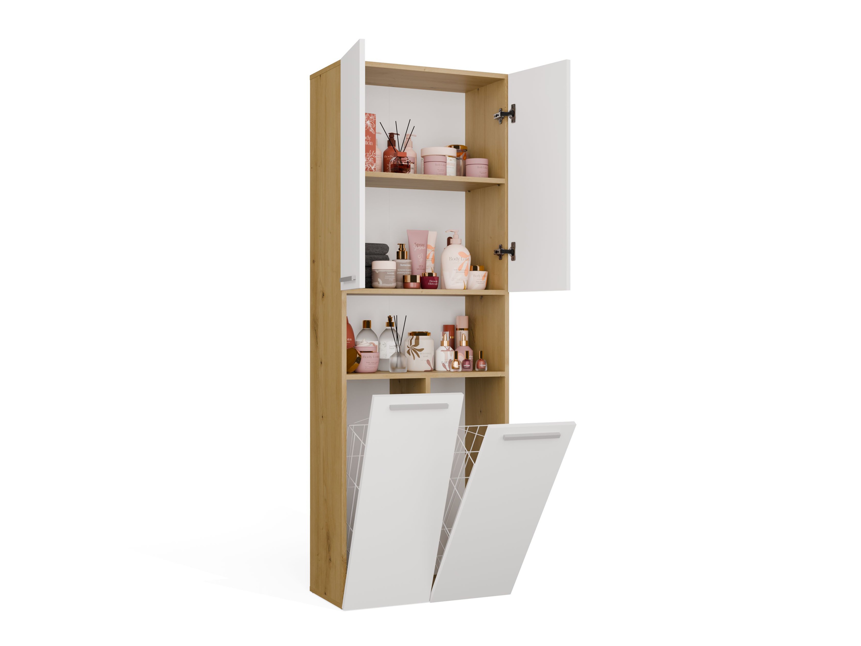 Standing bathroom cabinet Nolmaru 103 (Artisan oak + White)