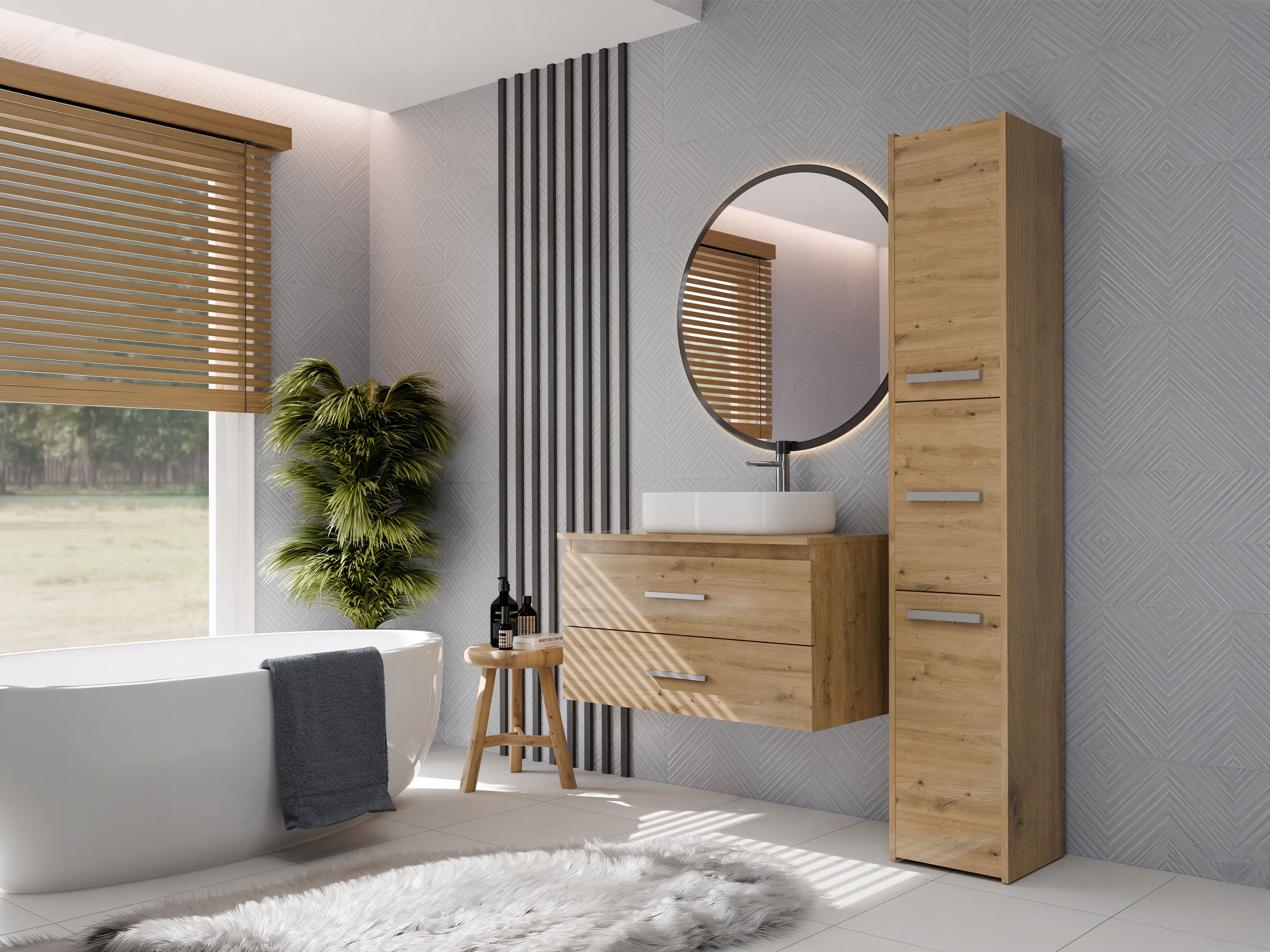Wall-mounted bathroom cabinet for washbasin Nolmaru 113 (Artisan oak)