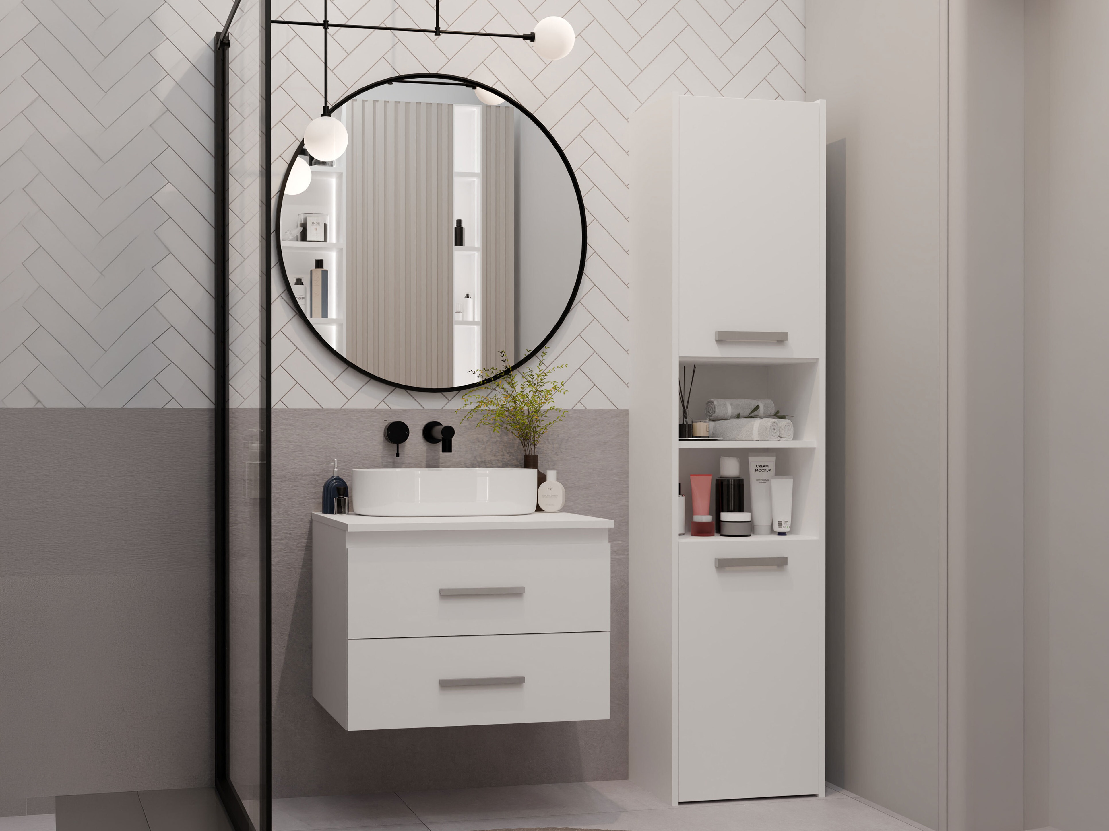Wall-mounted bathroom cabinet for washbasin Nolmaru 112 (White)