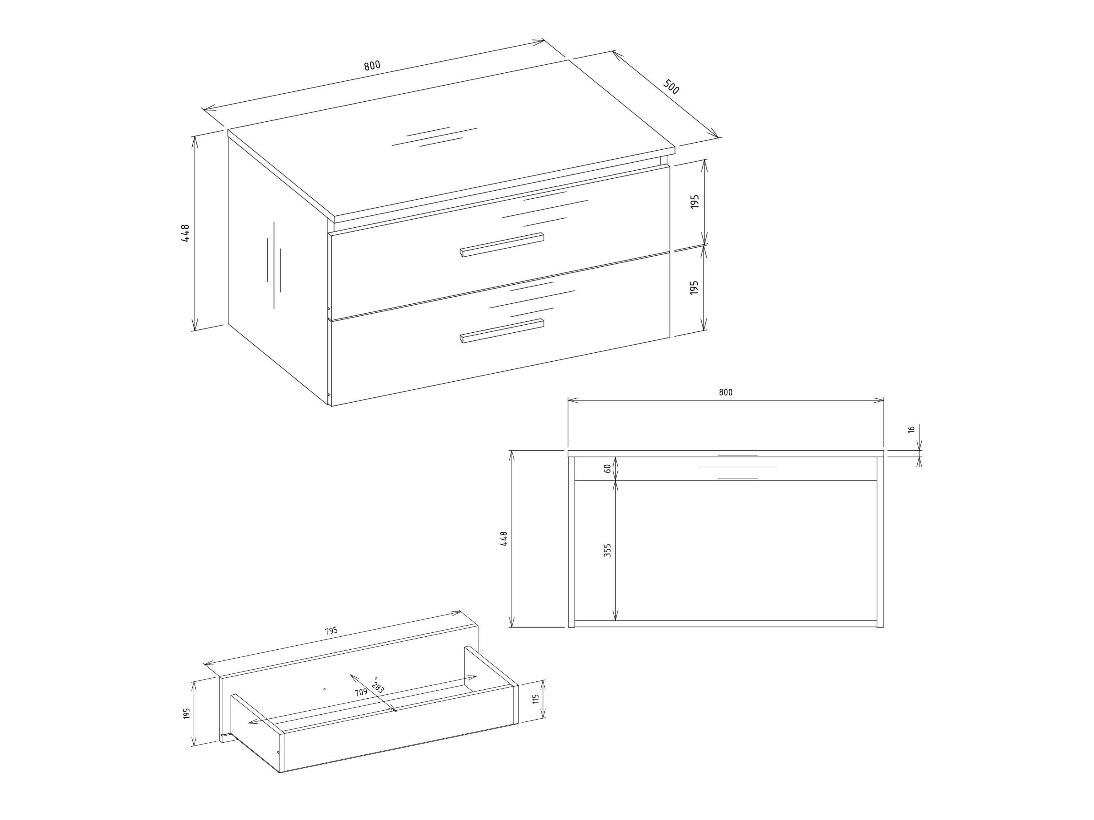 Wall-mounted bathroom cabinet for washbasin Nolmaru 113 (Cashmere)
