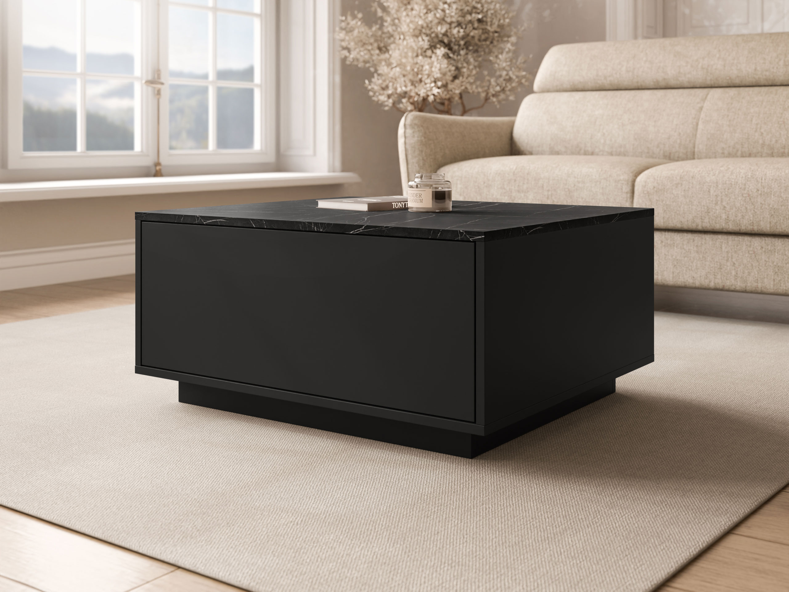 Coffee table Comfivo Unda (Black marble + Black)