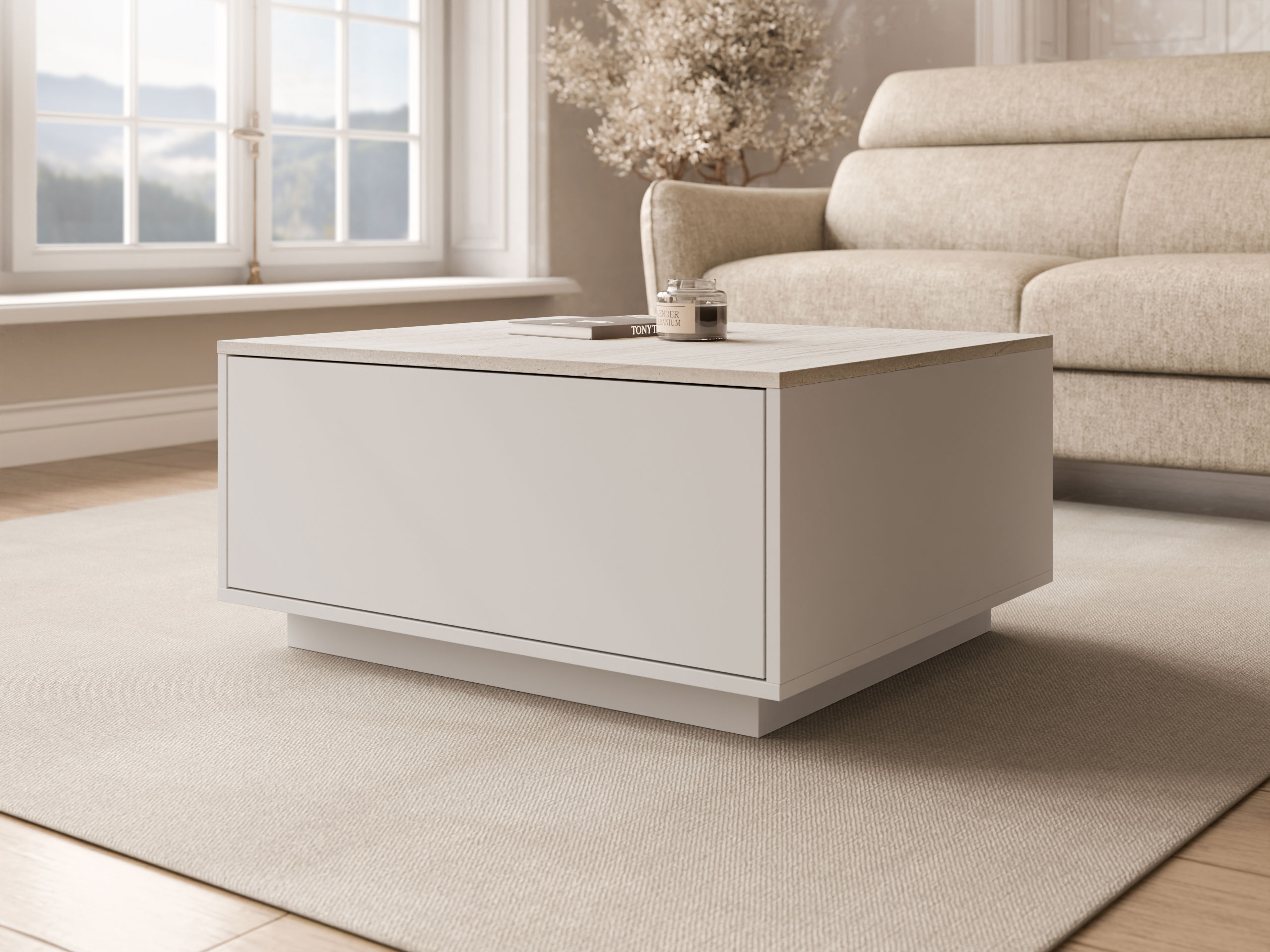 Coffee table Comfivo Unda (Light travertine + Beige)