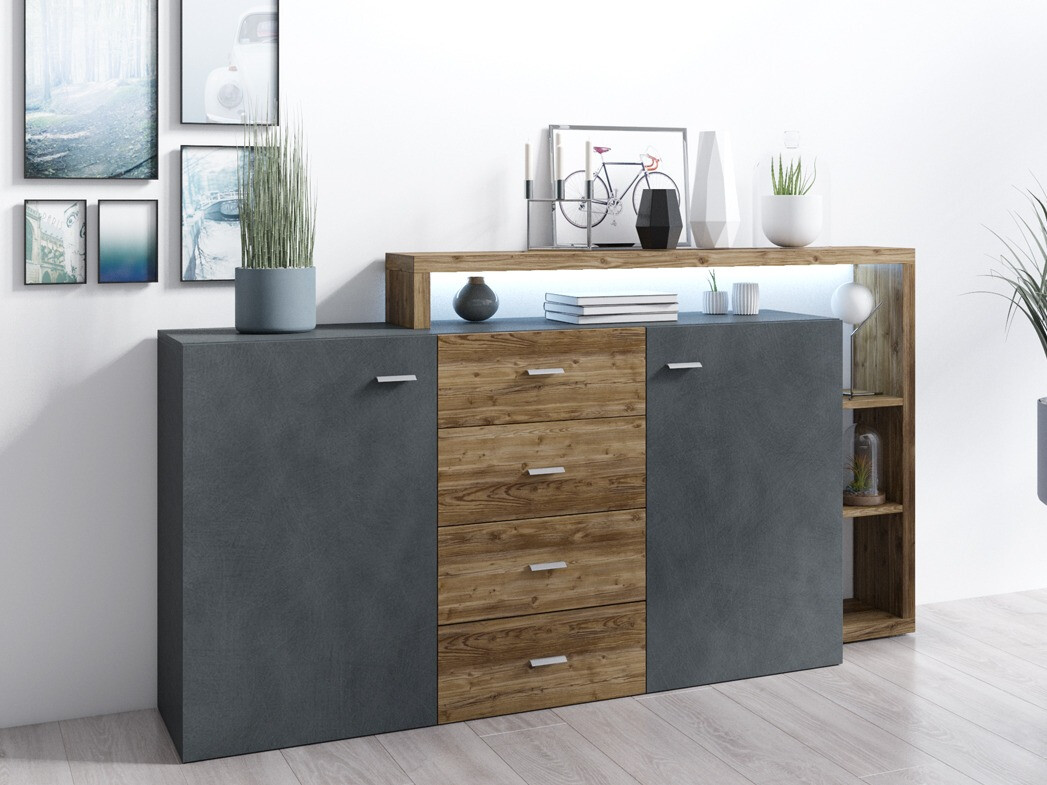 Chest of drawers Lutiva 106 (Matera grey + Dark spruce)