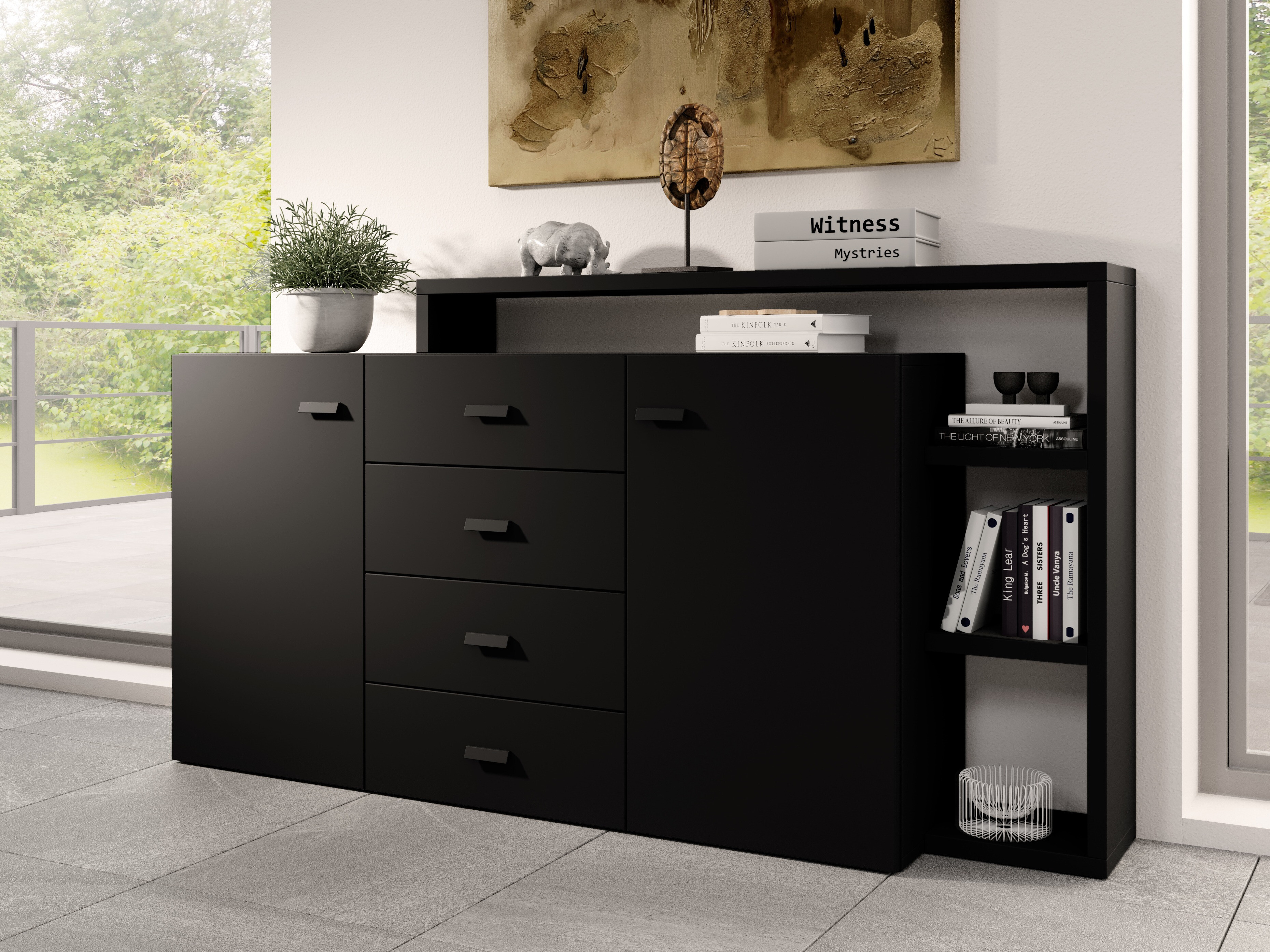 Chest of drawers Lutiva 106 (Matte black)
