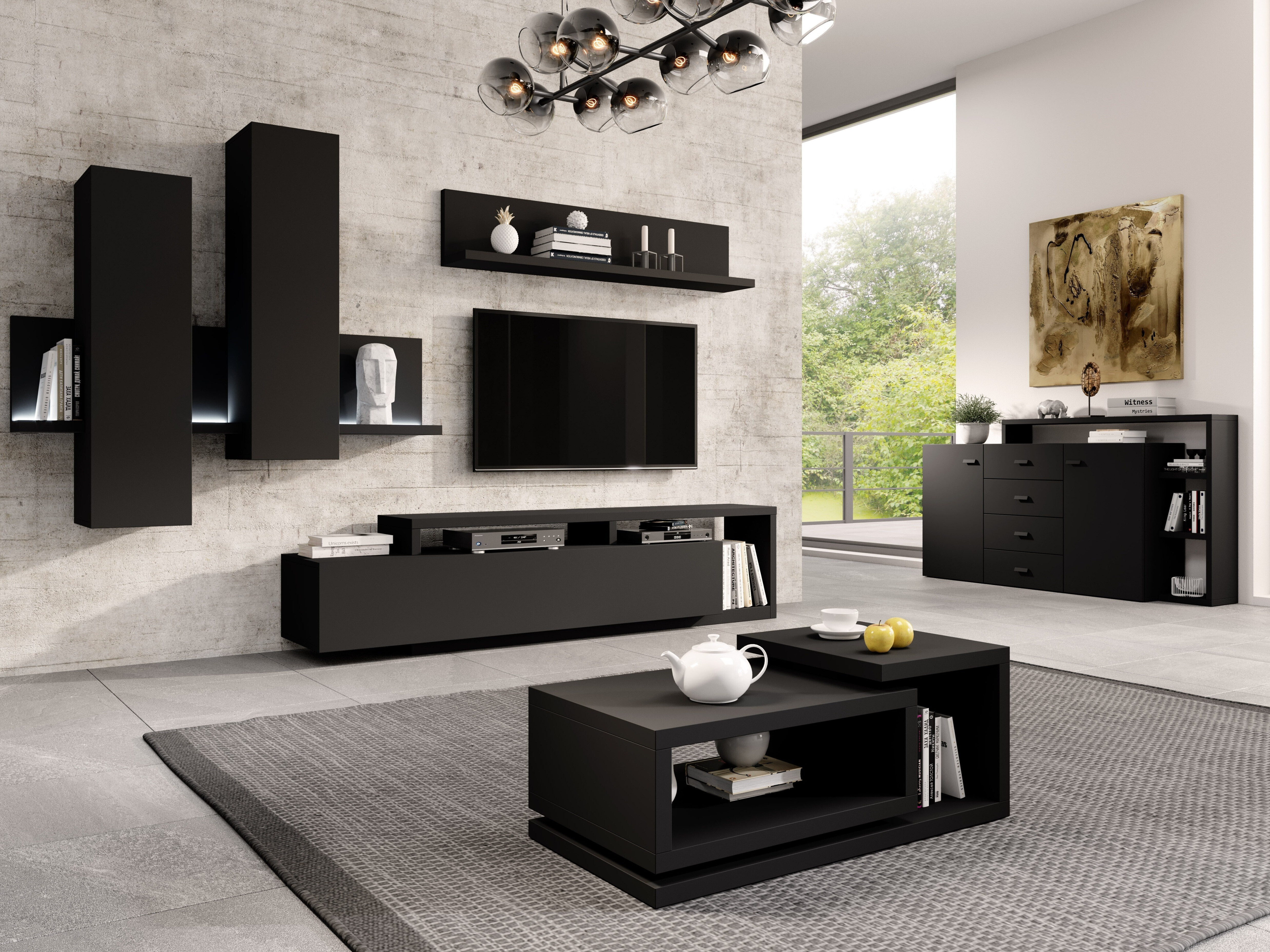 Chest of drawers Lutiva 106 (Matte black)