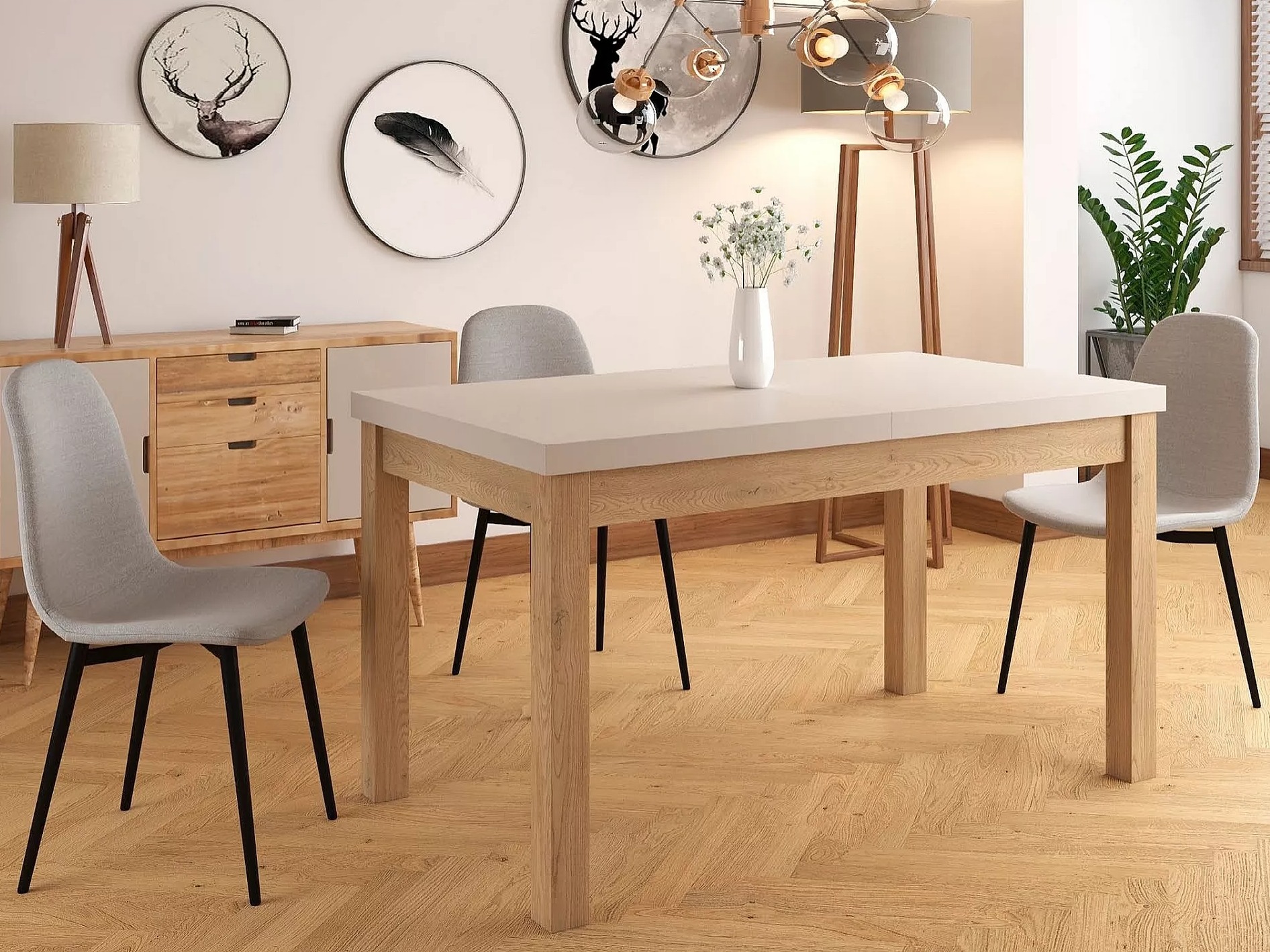Table Detroit 976 (Cashmere + Cremona oak)