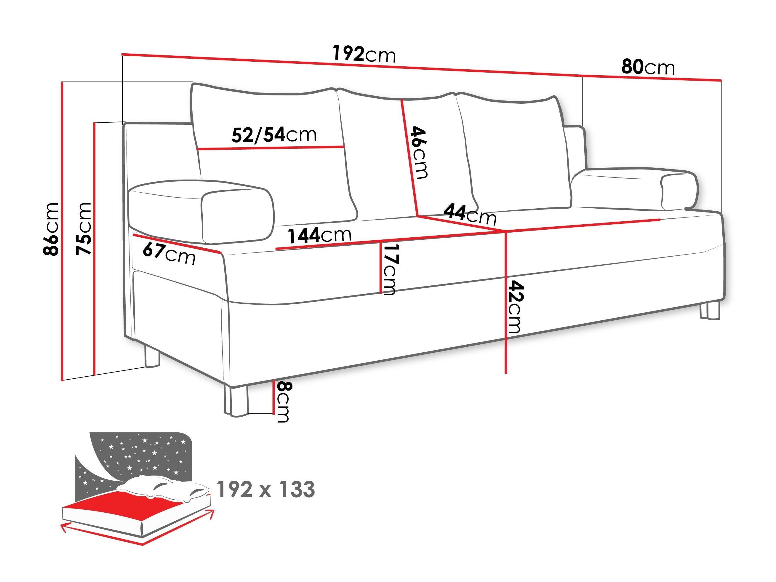 Sofa bed Comfivo Artes (Lumo 55)