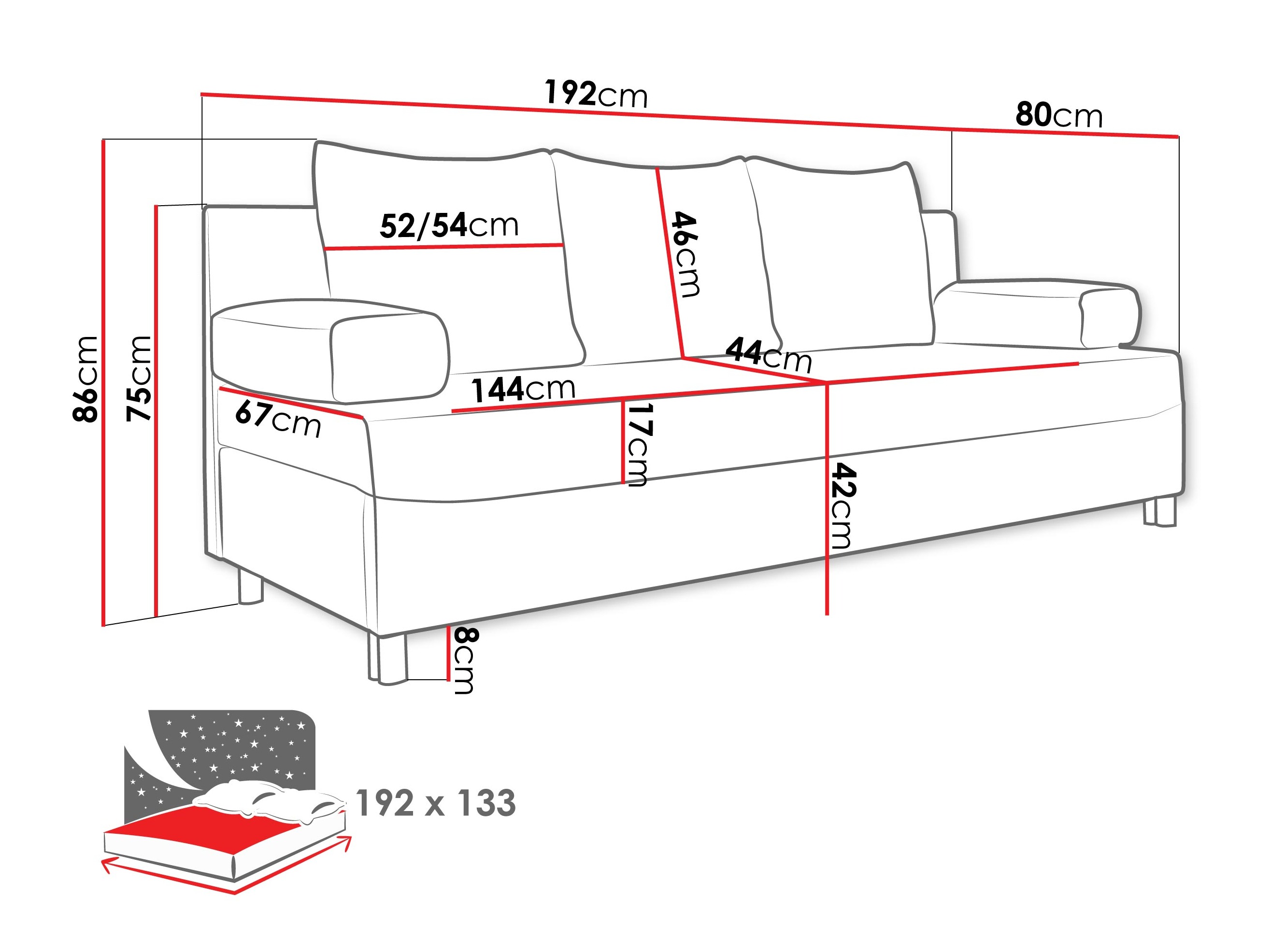 Sofa bed Comfivo Artes (Lumo 65)