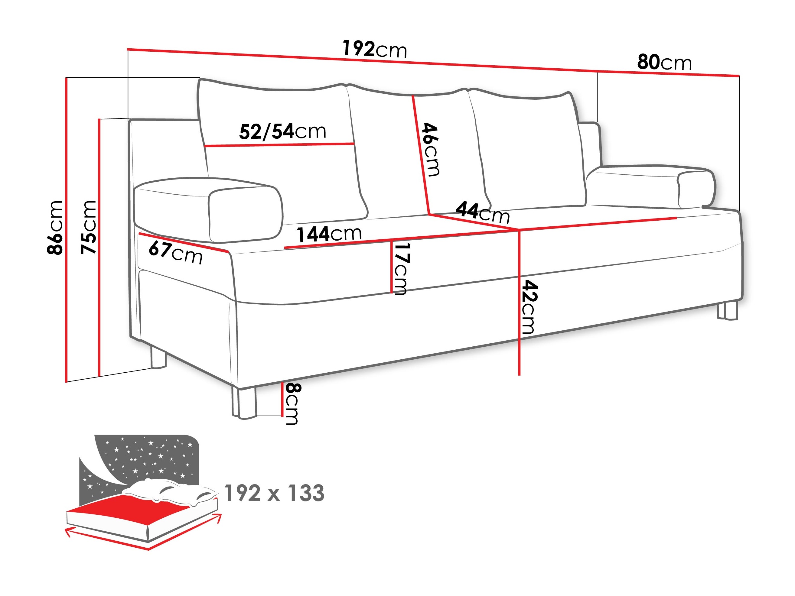 Sofa bed Comfivo Artes (Wave 09)
