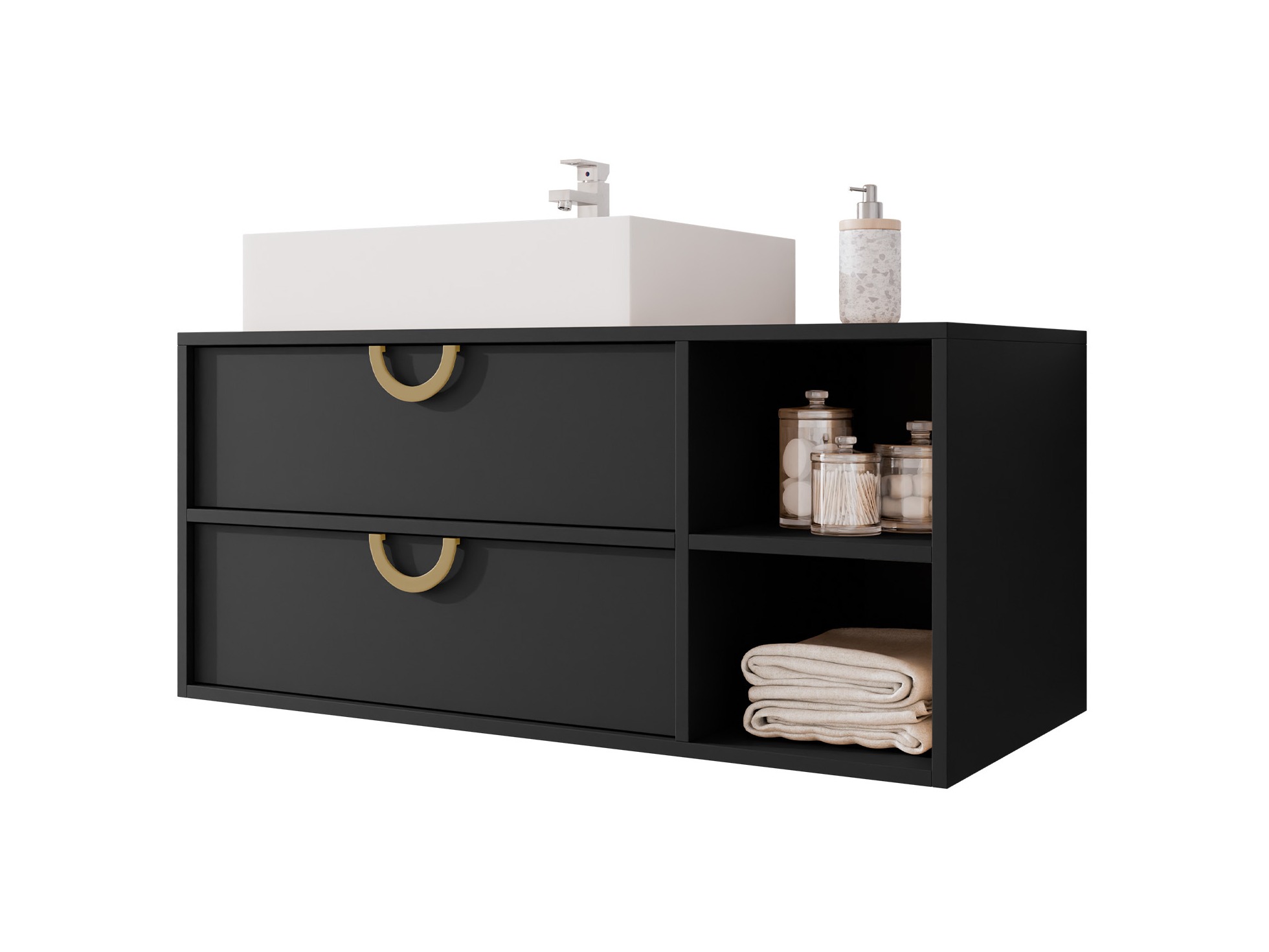 Wall-mounted bathroom cabinet for washbasin Sodalis (Black)