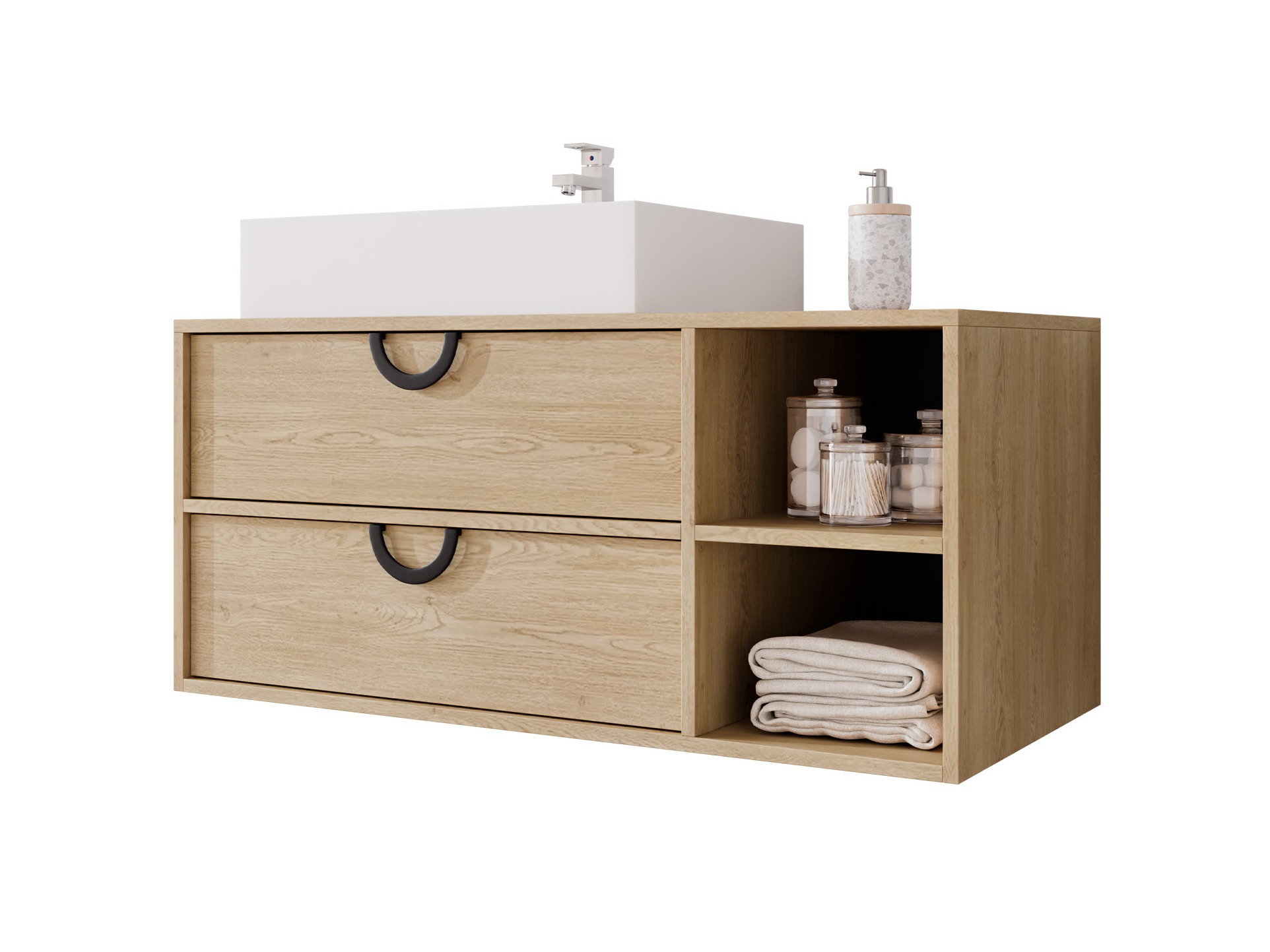Wall-mounted bathroom cabinet for washbasin Sodalis (Oak)