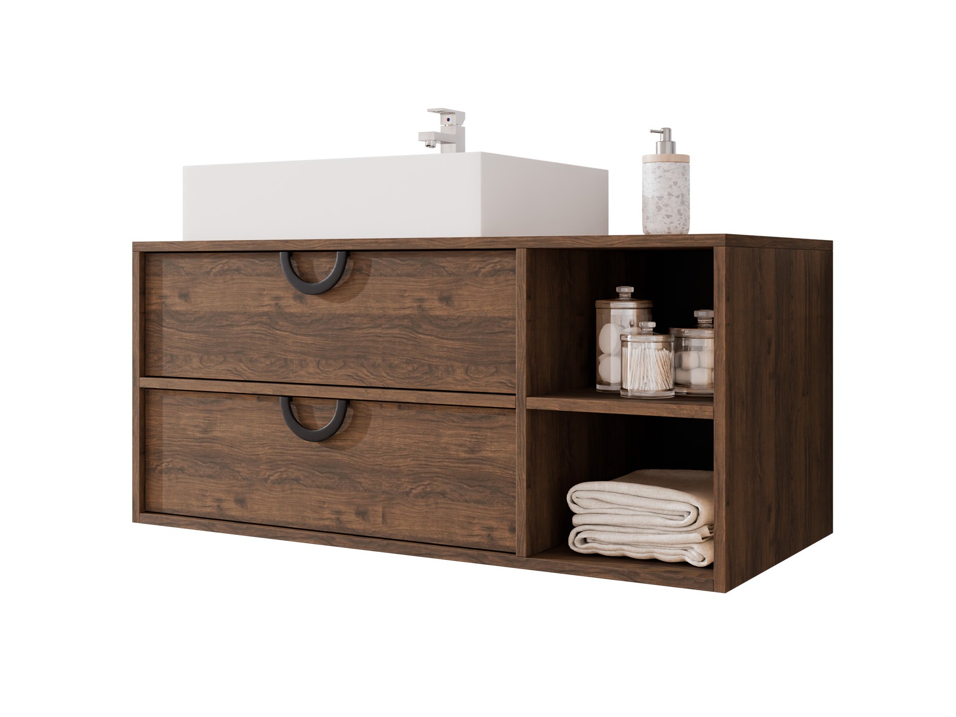 Wall-mounted bathroom cabinet for washbasin Sodalis (Walnut)