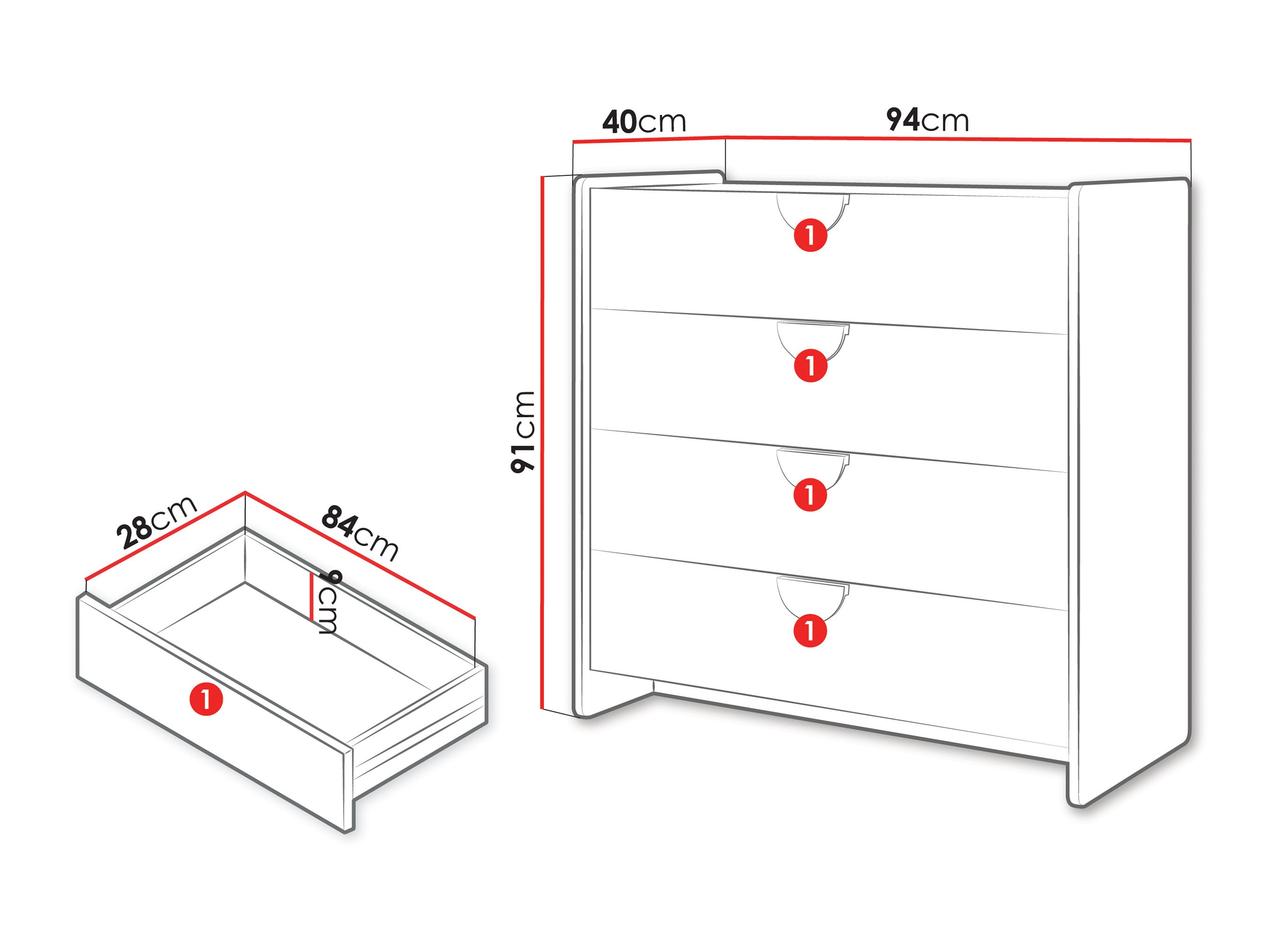 Chest of drawers Fivelbi 109 (Pink)