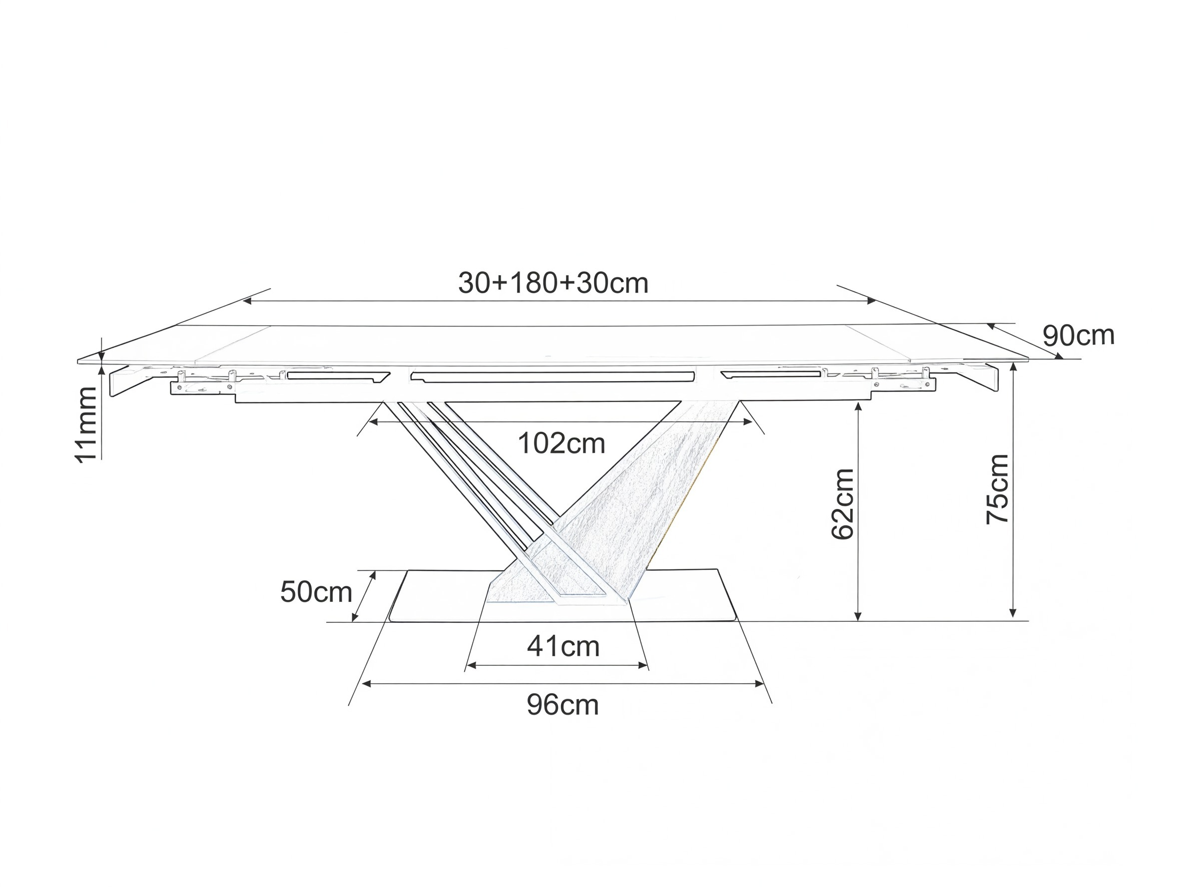 Table Detroit 996 (Black marble + Oak)