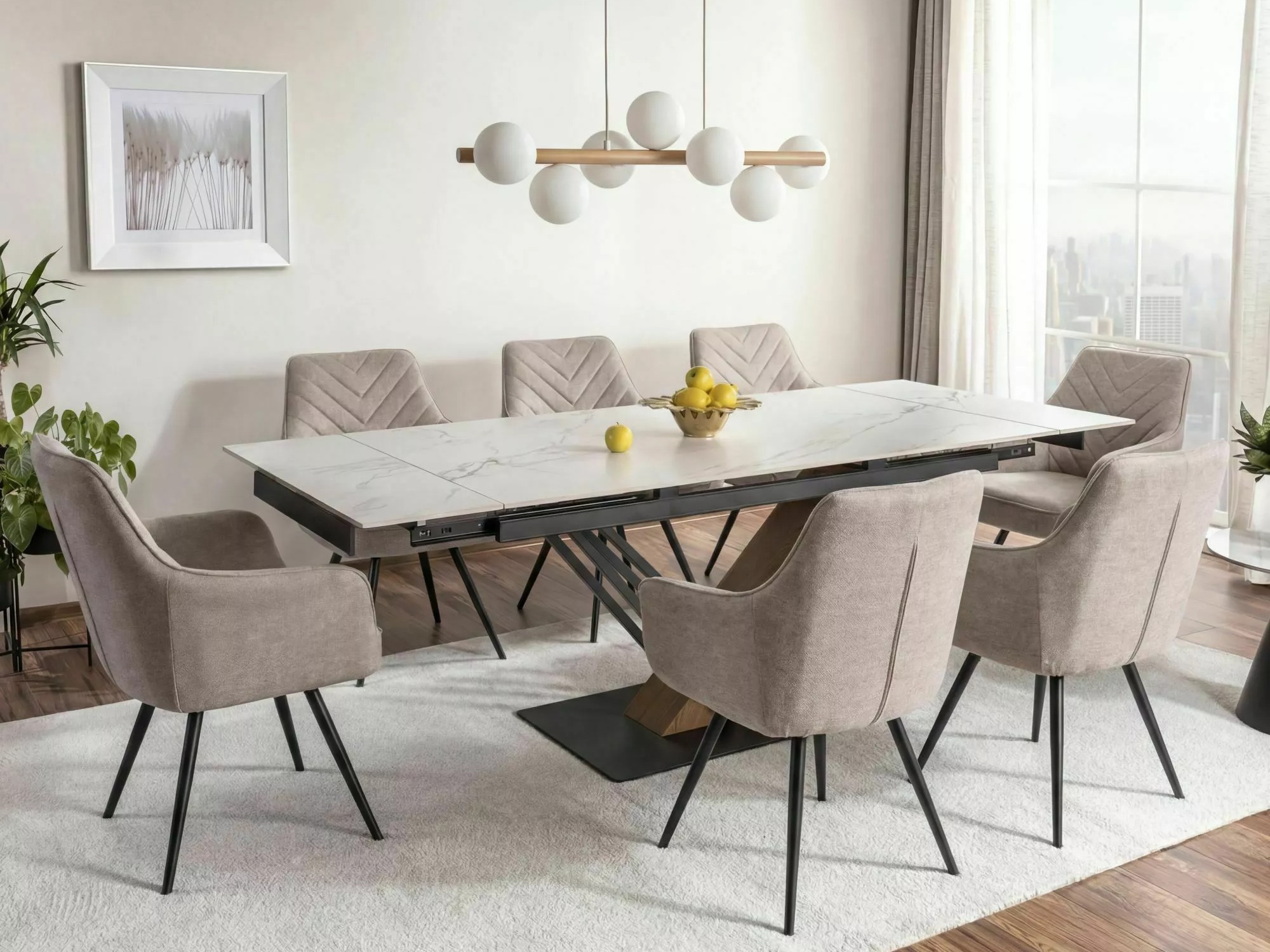 Table Detroit 996 (White marble + Oak)