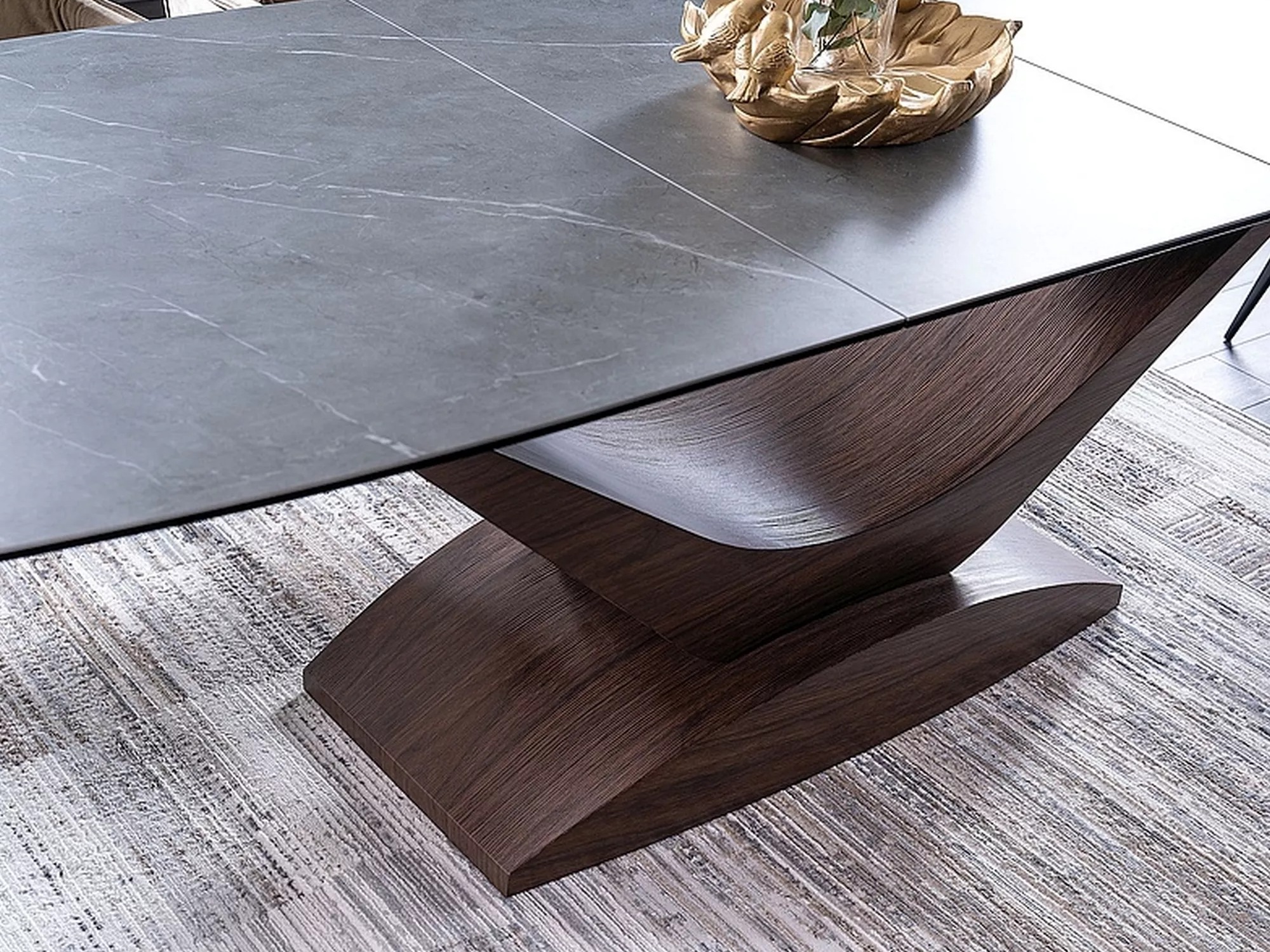 Table Detroit 1001 (Walnut + Grey marble)